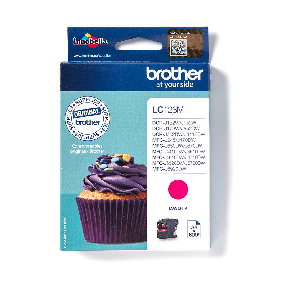 Brother LC123M - À rendement élevé - magenta - original - cartouche d'encre - pour Brother DCP-J100, J105, J132, J152, J552, J752, MFC-J245, J470, J650, J6520, J6720, J6920