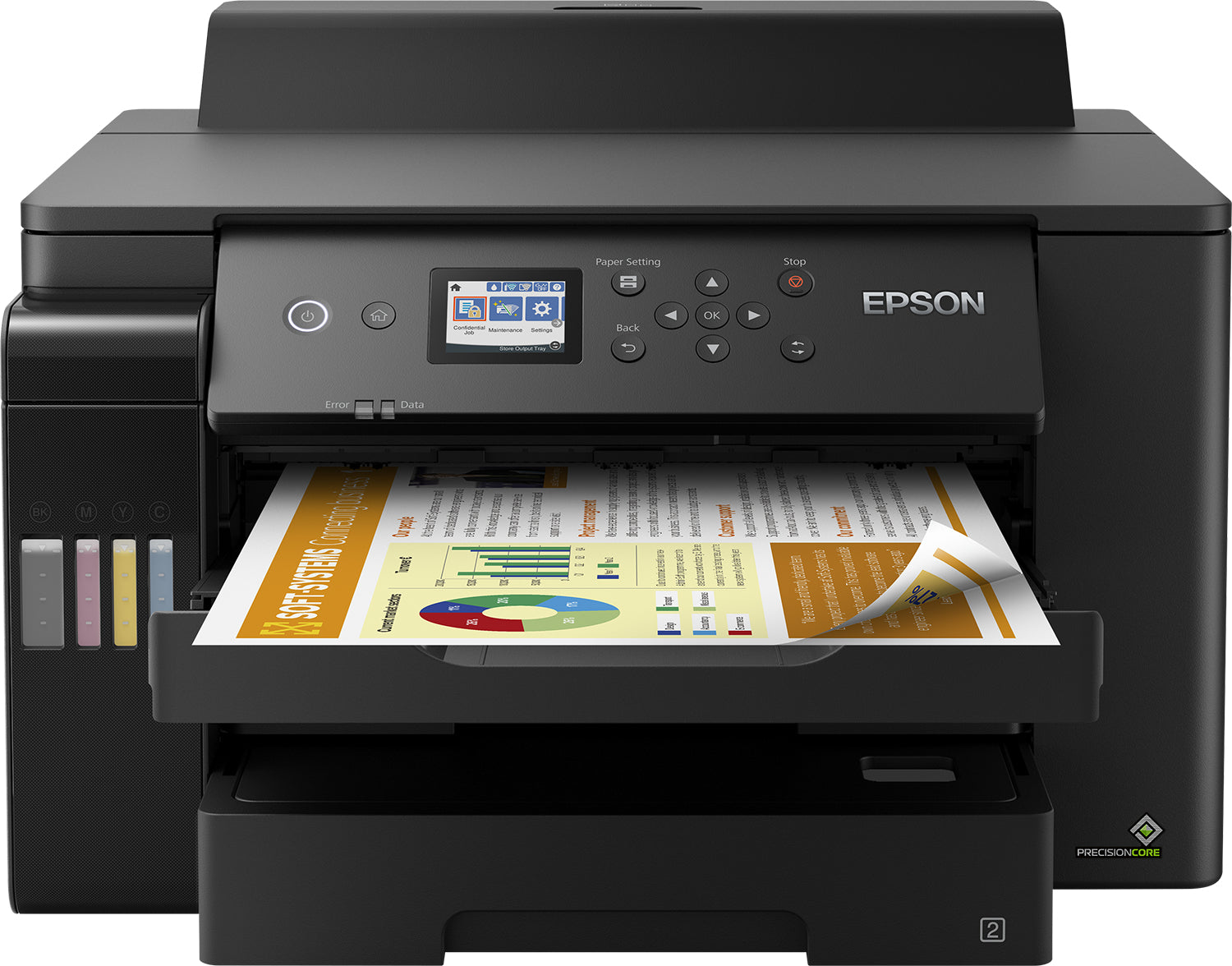 Epson EcoTank ET-16150 - Imprimante - couleur - Recto-verso - jet d'encre - A3 - 4 800 x 1 200 ppp - jusqu'à 25 ppm (mono)/jusqu'à 25 ppm (couleur) - capacité : 550 feuilles - USB, LAN, Wi-Fi - noir
