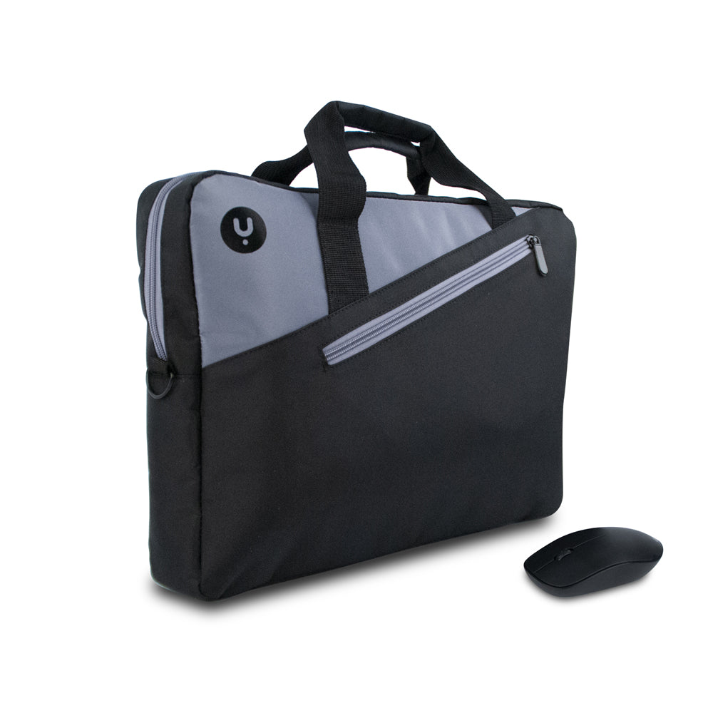 Sacoche Ordinateur Portable NGS Monray Master 15,6"max avec Souris sans fil (Noir/Gris)