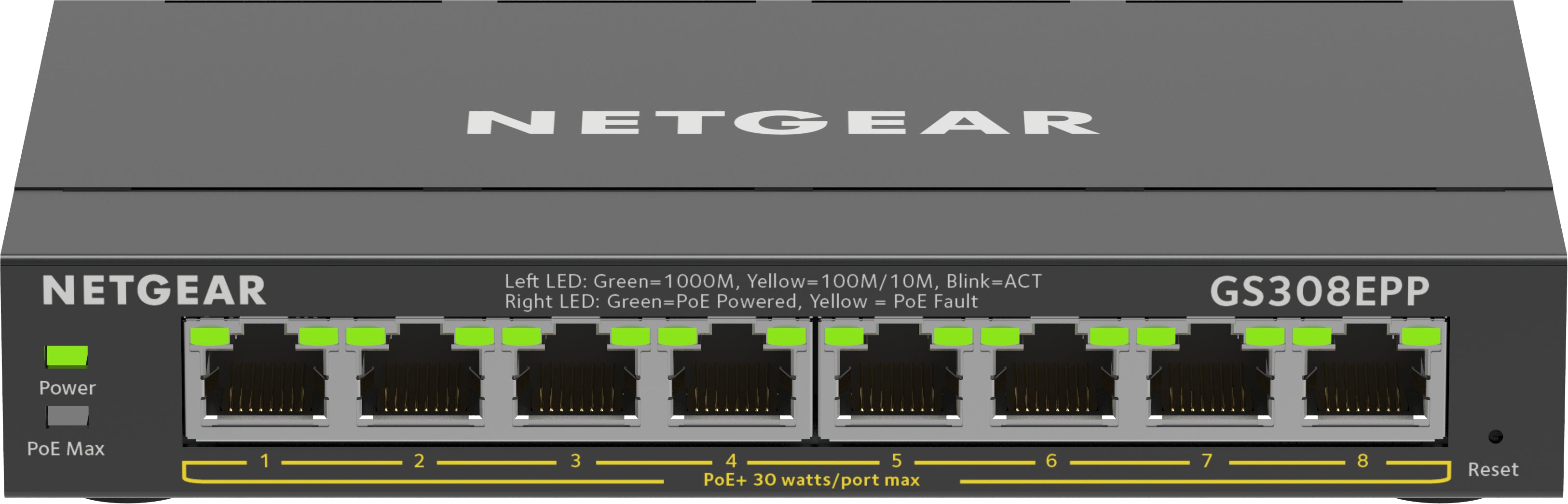 Netgear 8PT GE PLUS SWCH W/ HI-PWR POE+ (GS308EPP)