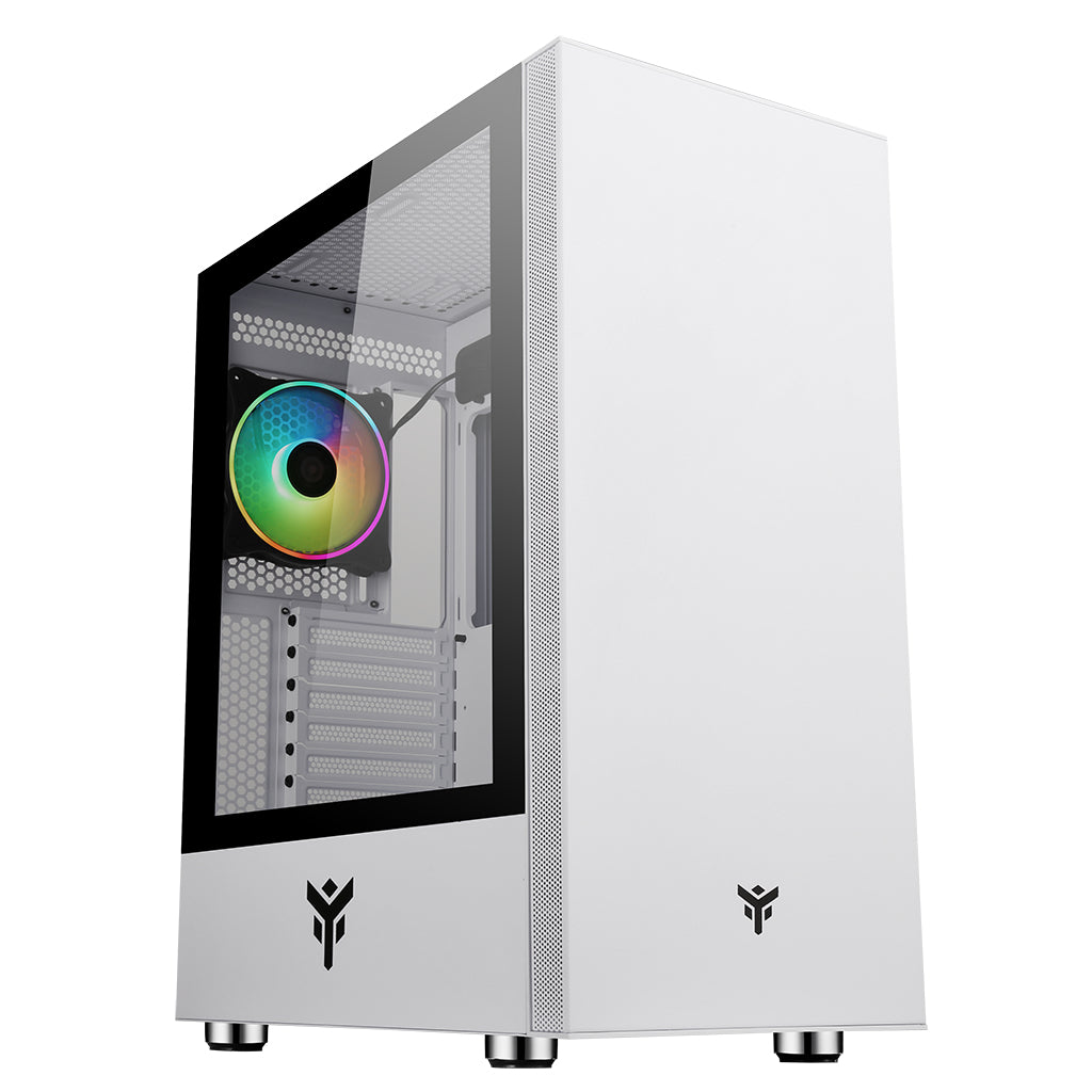 Boitier Moyen Tour ATX iTek Vertibra S210 RGB avec panneau vitré (Blanc)