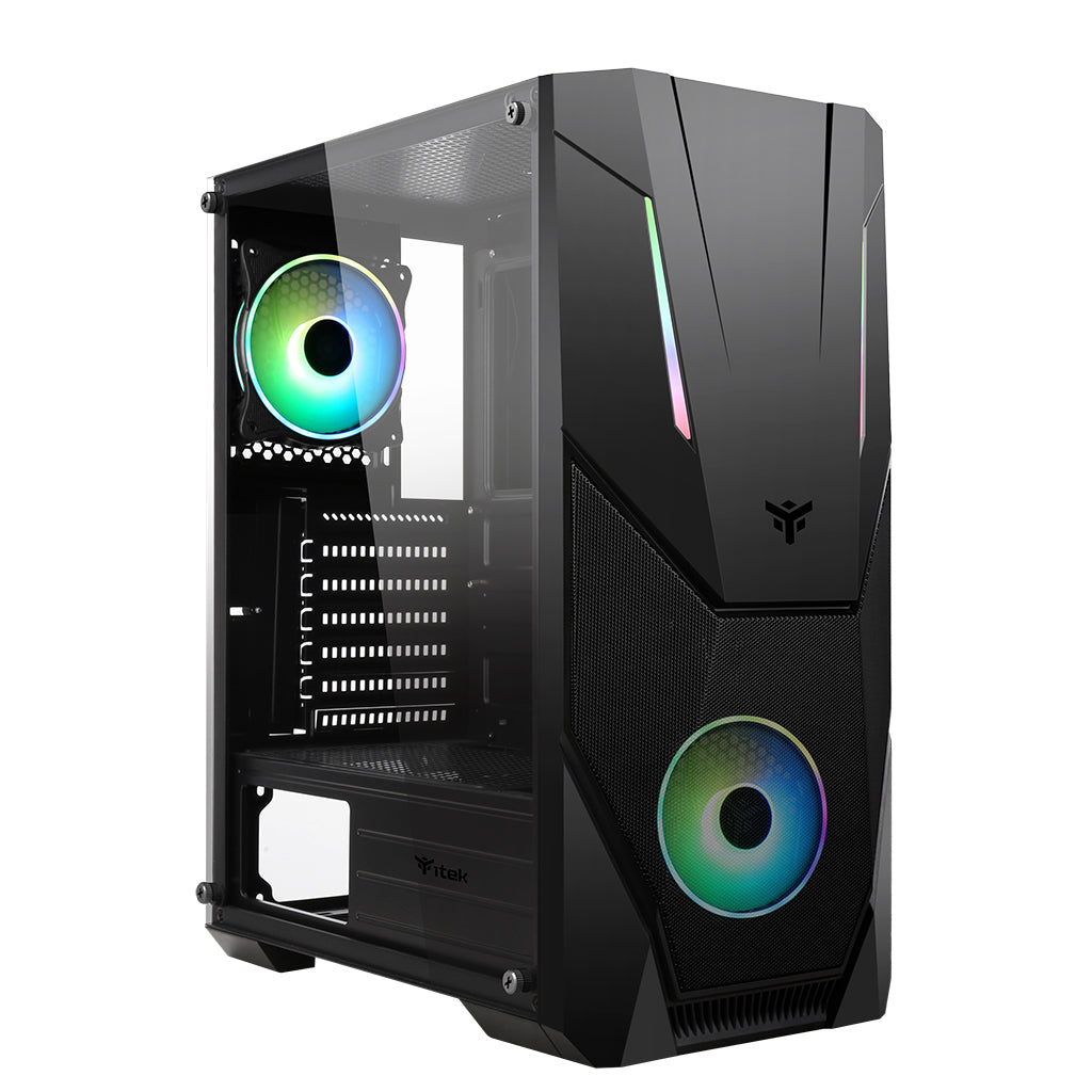 Boitier Moyen Tour ATX iTek Spacirc VO RGB avec panneau vitré (Noir)