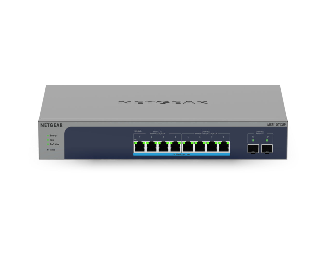 NETGEAR Smart MS510TXUP - Commutateur - L3 Lite - intelligent - 4 x 100/1000/2.5G (PoE++) + 4 x 100/1000/2.5/5/10G (PoE++) + 2 x SFP+ 10 Go (liaison montante) - Montable sur rack, de bureau - PoE++ (295 W)