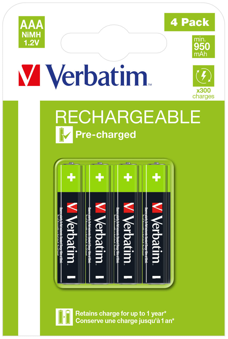 Verbatim Premium - Batterie 4 x AAA / HR03 - NiMH - (rechargeables) - 950 mAh