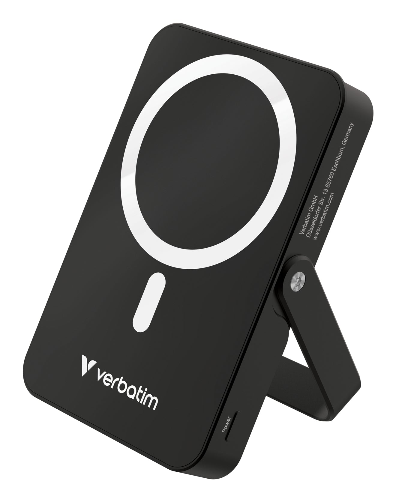 Verbatim Charge 'n' Go - Banque d'alimentation sans fil - magnétique, avec support - Li-pol - 10000 mAh - 20 Watt - 3 A - PD (24 pin USB-C) - noir