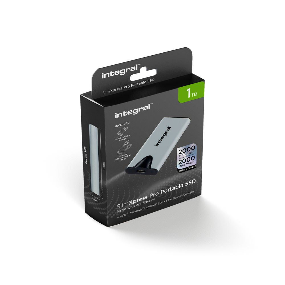 Integral SLIMXPRESS PRO - SSD - 1 To - externe (portable) - USB 3.2 Gen 2x2 (USB-C connecteur) - noir