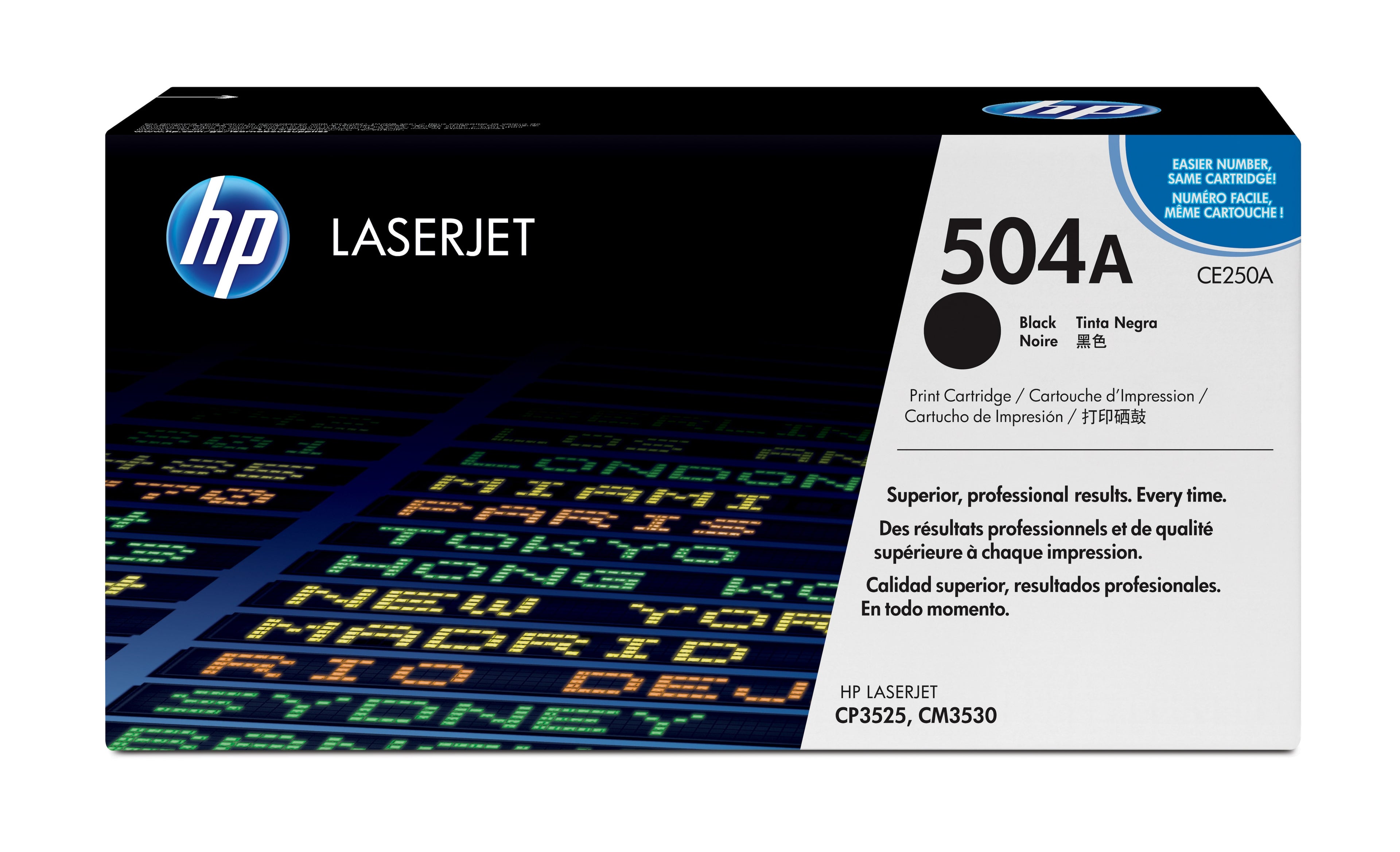 HP 504A - Noir - original - LaserJet - cartouche de toner (CE250A) - pour Color LaserJet CM3530 MFP, CM3530fs MFP, CP3525, CP3525dn, CP3525n, CP3525x