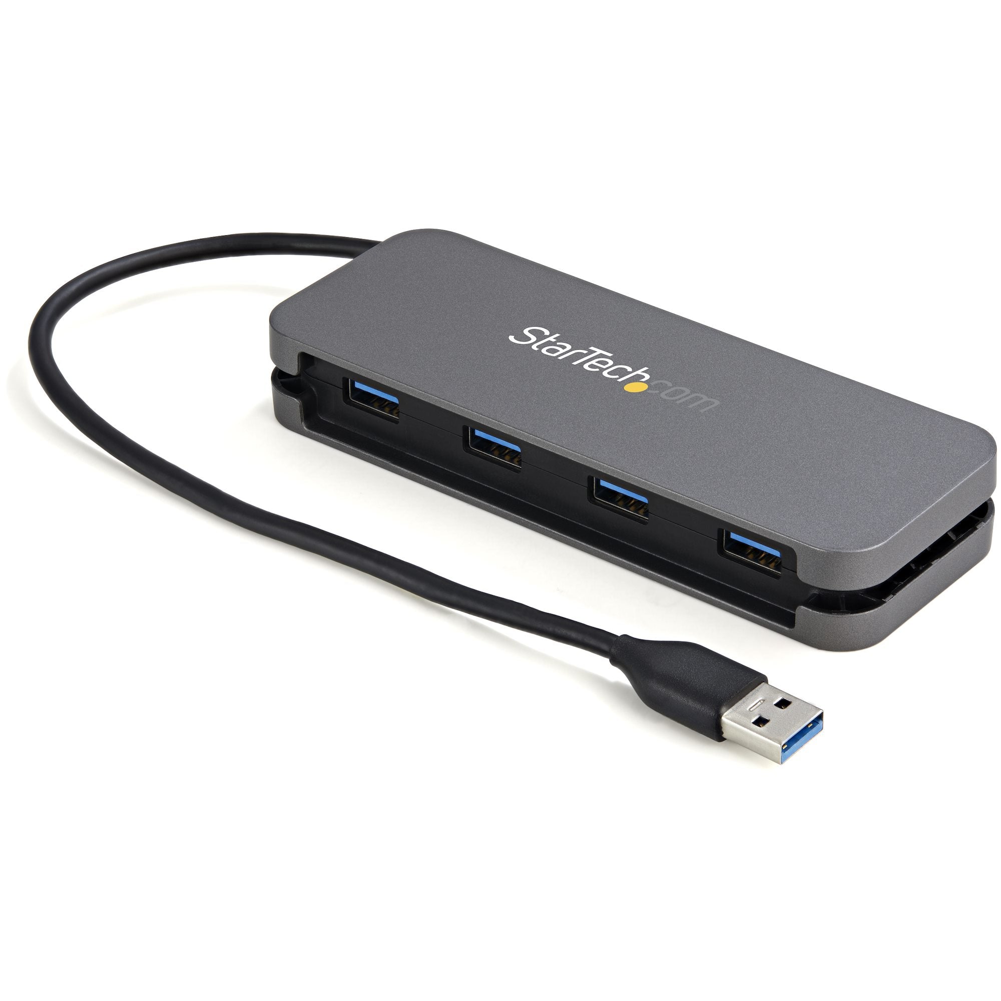 StarTech.com Hub USB 3.0 à 4 Ports - USB-A vers 4x USB-A - Mini Hub USB 3.1 Gen 1 Type-A SuperSpeed 5Gbps - Alimenté par Bus - Concentrateur USB avec Câble 28cm et Gestion des Câbles (HB30AM4AB) - Concentrateur (hub) - 4 x USB 3.2 Gen 1 - de bureau