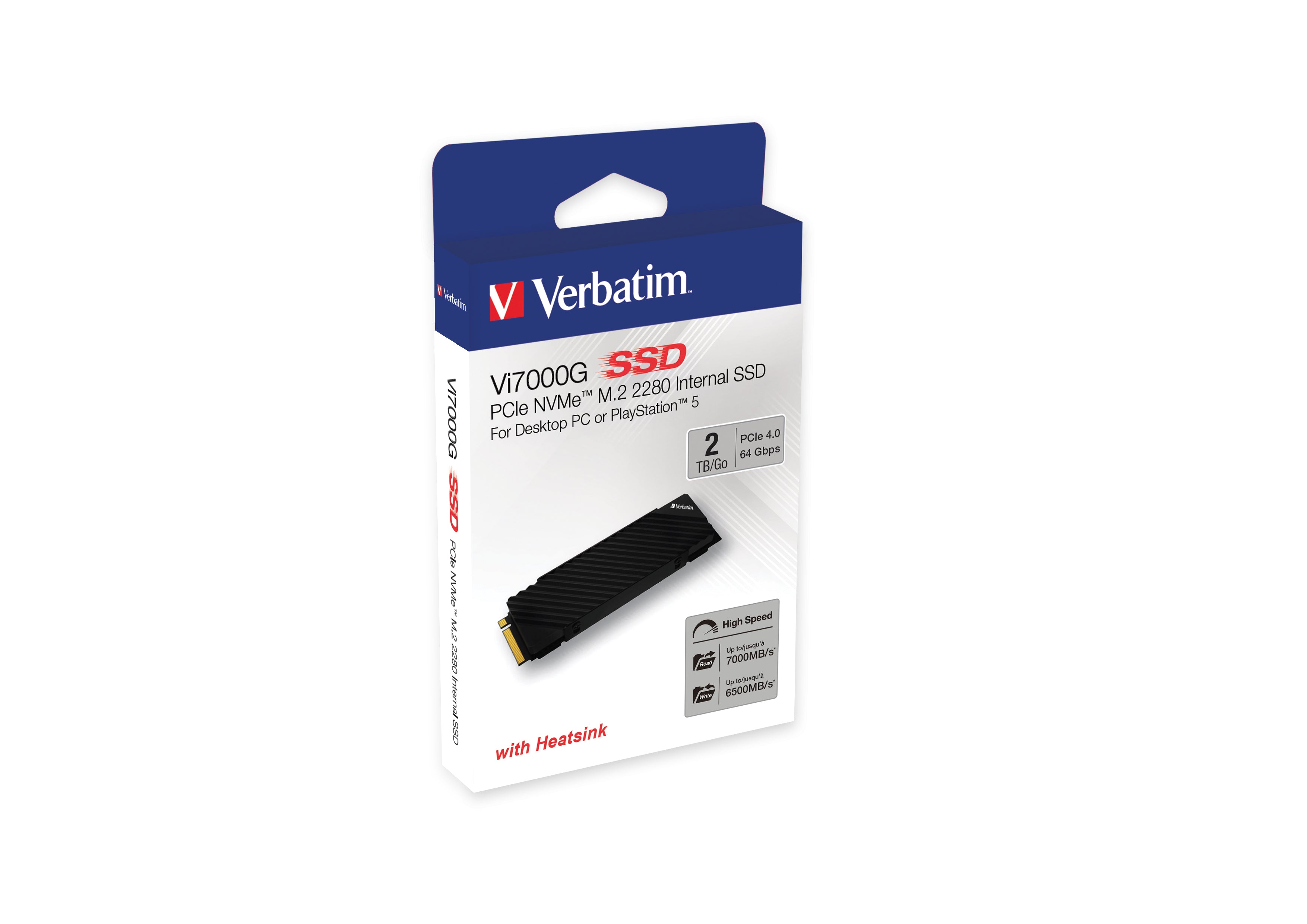 Disque SSD Verbatim Vi7000G 2To avec dissipateur  - NVMe M.2 Type 2280