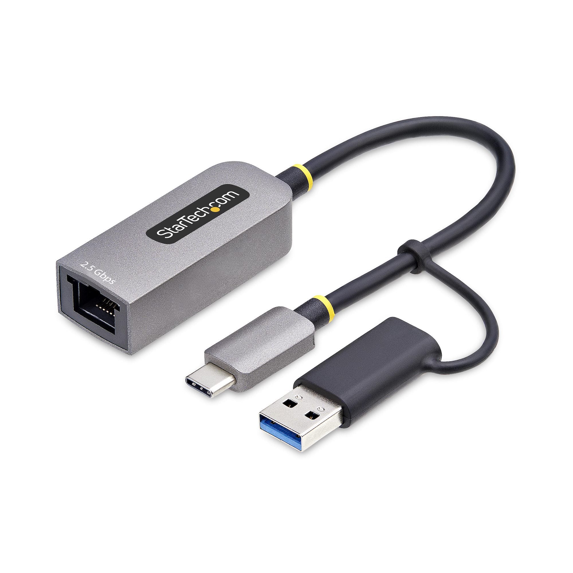 StarTech.com 2.5GbE USB-C to Ethernet Adapter with USB-A Converter - Adaptateur réseau - USB-C 3.2 Gen 1 / Thunderbolt 3 - Ethernet 10M/100M/1G/2,5 Gigabit - gris sidéral