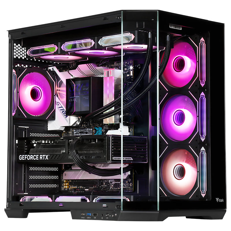 Boitier Moyen Tour ATX iTek Dark Cave Aku RGB avec panneaux vitrés (Noir)