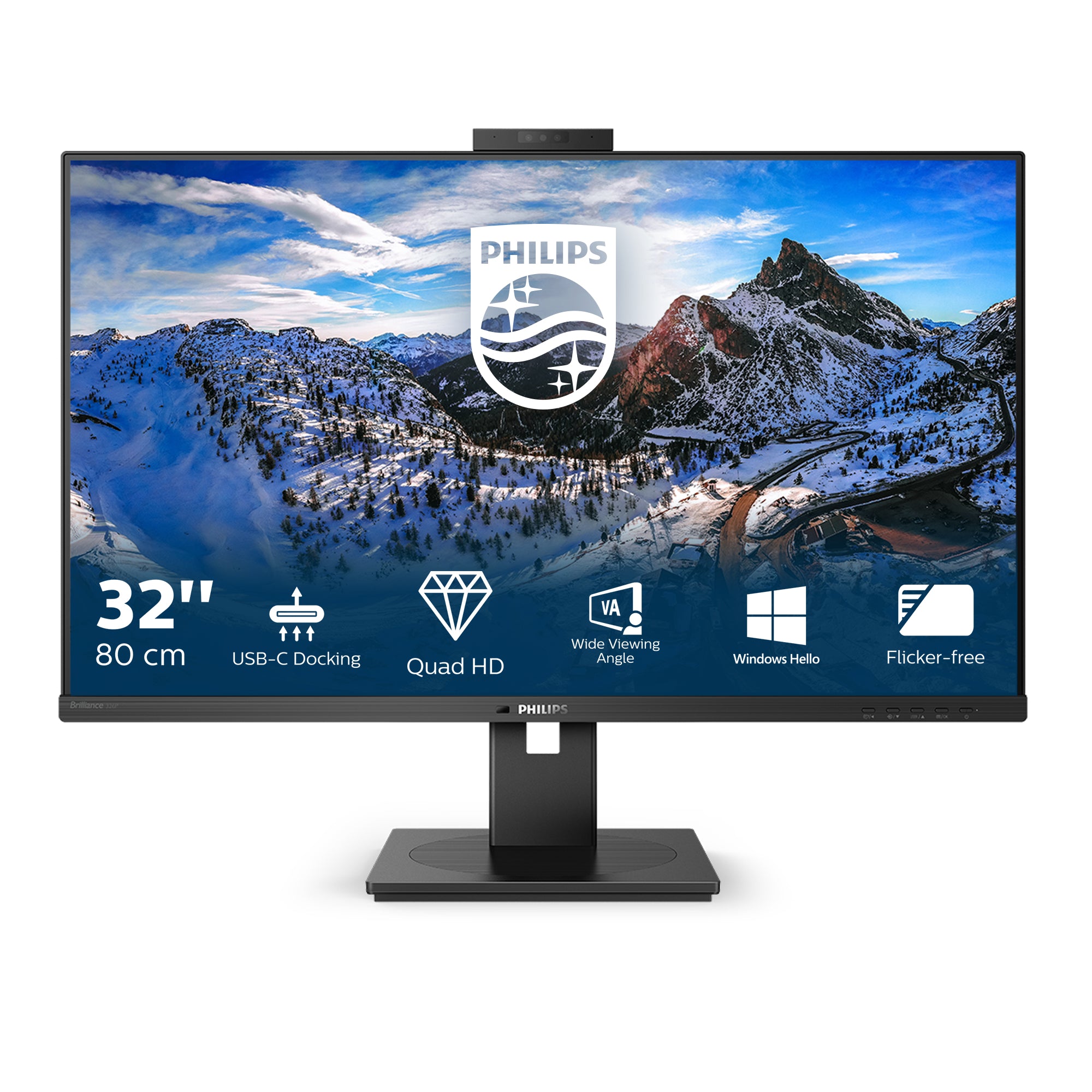 Philips Brilliance P-line 326P1H - Écran LED - 32" - 2560 x 1440 QHD @ 75 Hz - IPS - 350 cd/m² - 1000:1 - 4 ms - 2xHDMI, DisplayPort, USB-C - haut-parleurs - texture noire