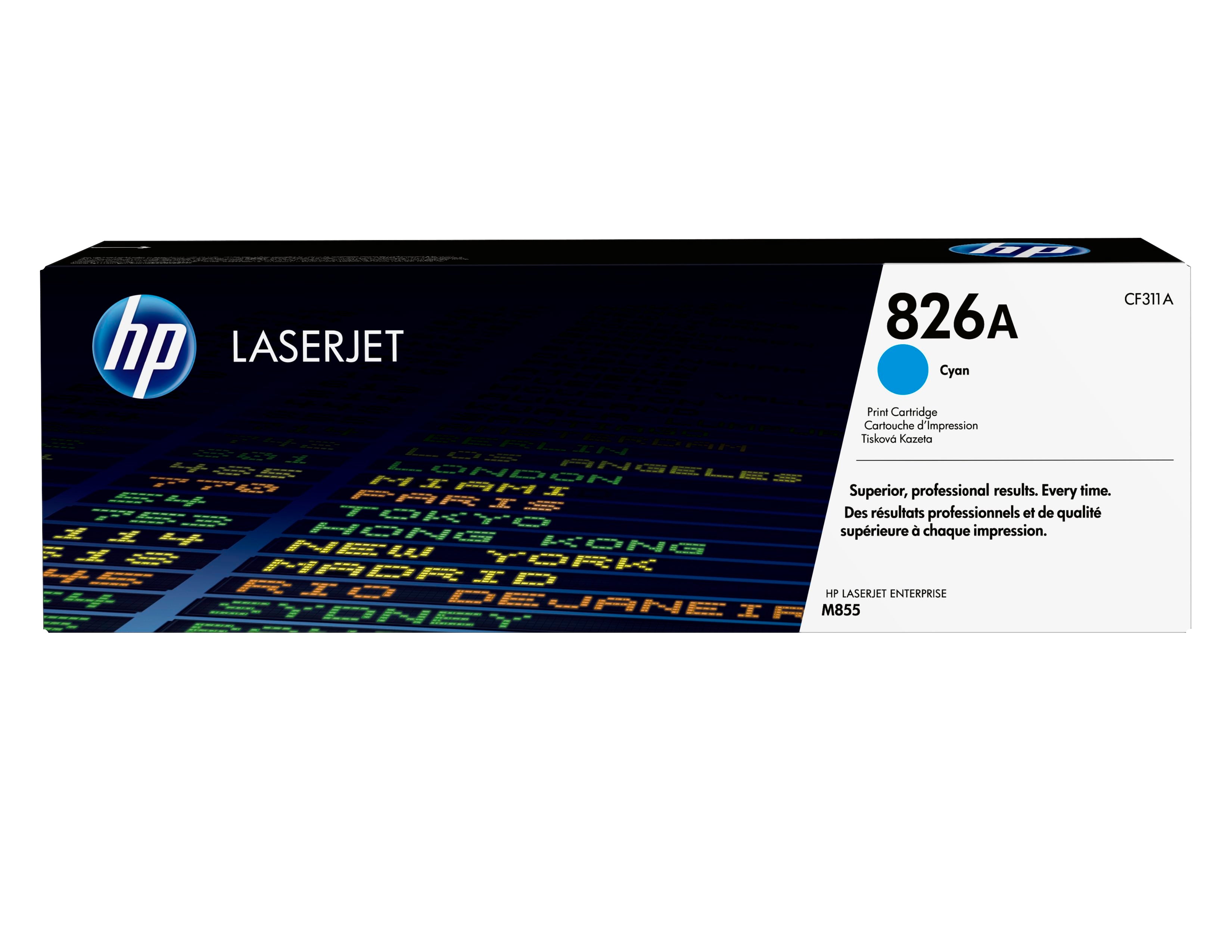 HP 826A - Cyan - original - LaserJet - cartouche de toner (CF311A) - pour Color LaserJet Enterprise M855dn, M855x+, M855x+ NFC/Wireless direct, M855xh