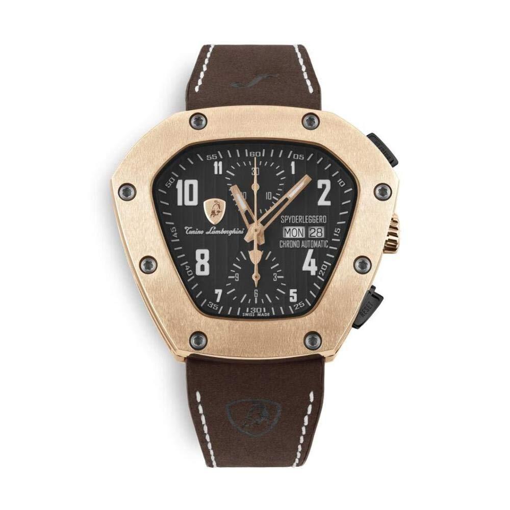 Lamborghini TLF-T07-5-SPYDERLEGGERO Watch Mens Copper Titanium Case Black Leather Strap Automatic