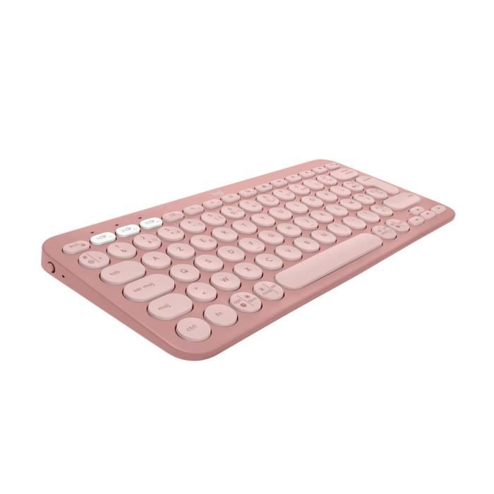 Logitech Pebble Keys 2 K380s - Clavier - sans fil - Bluetooth LE - AZERTY - Français - rose ton sur ton