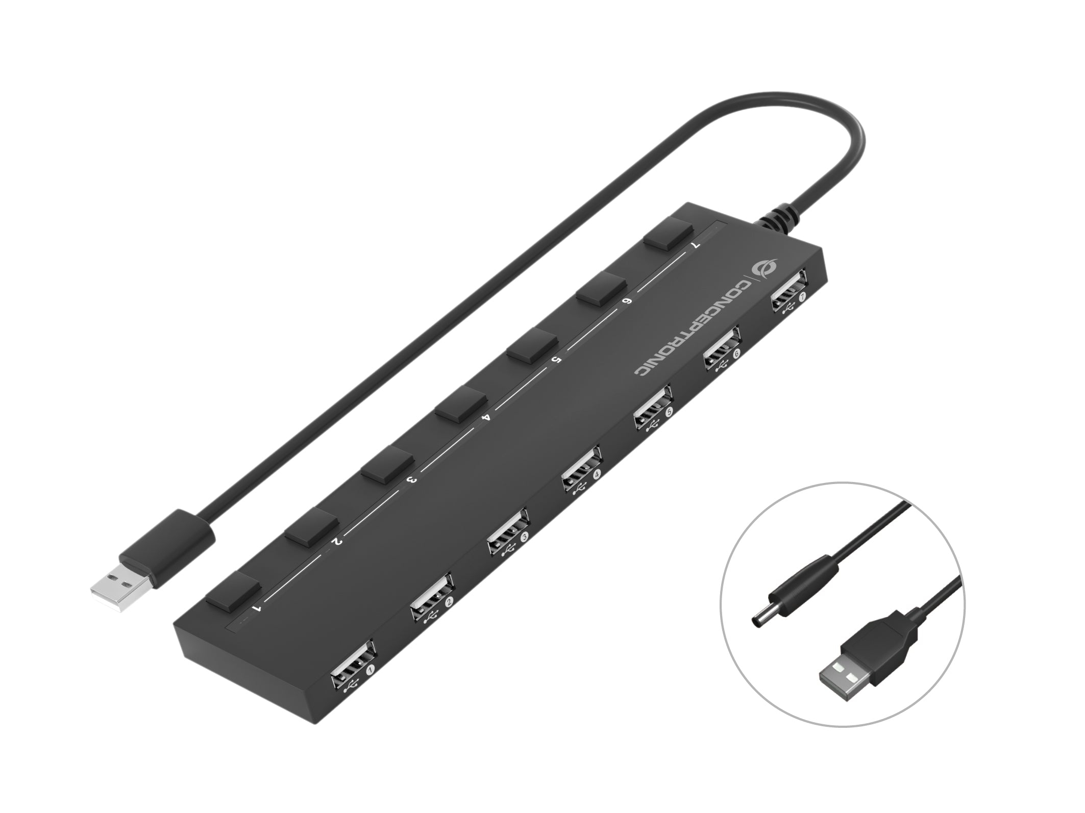 Hub USB Conceptronic 110516507101 Noir 90 cm 7 en 1 (1 Unité)