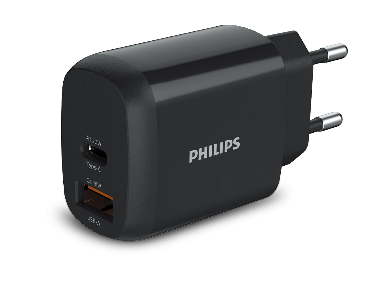 Philips - Chargeur secteur 18W 1 port USB-Type C et 1 USB-A