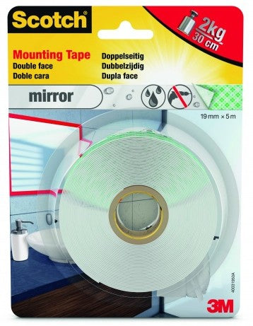 Ruban adhésif double face Scotch 5 kg 19 mm x 5 m Transparent Miroirs
