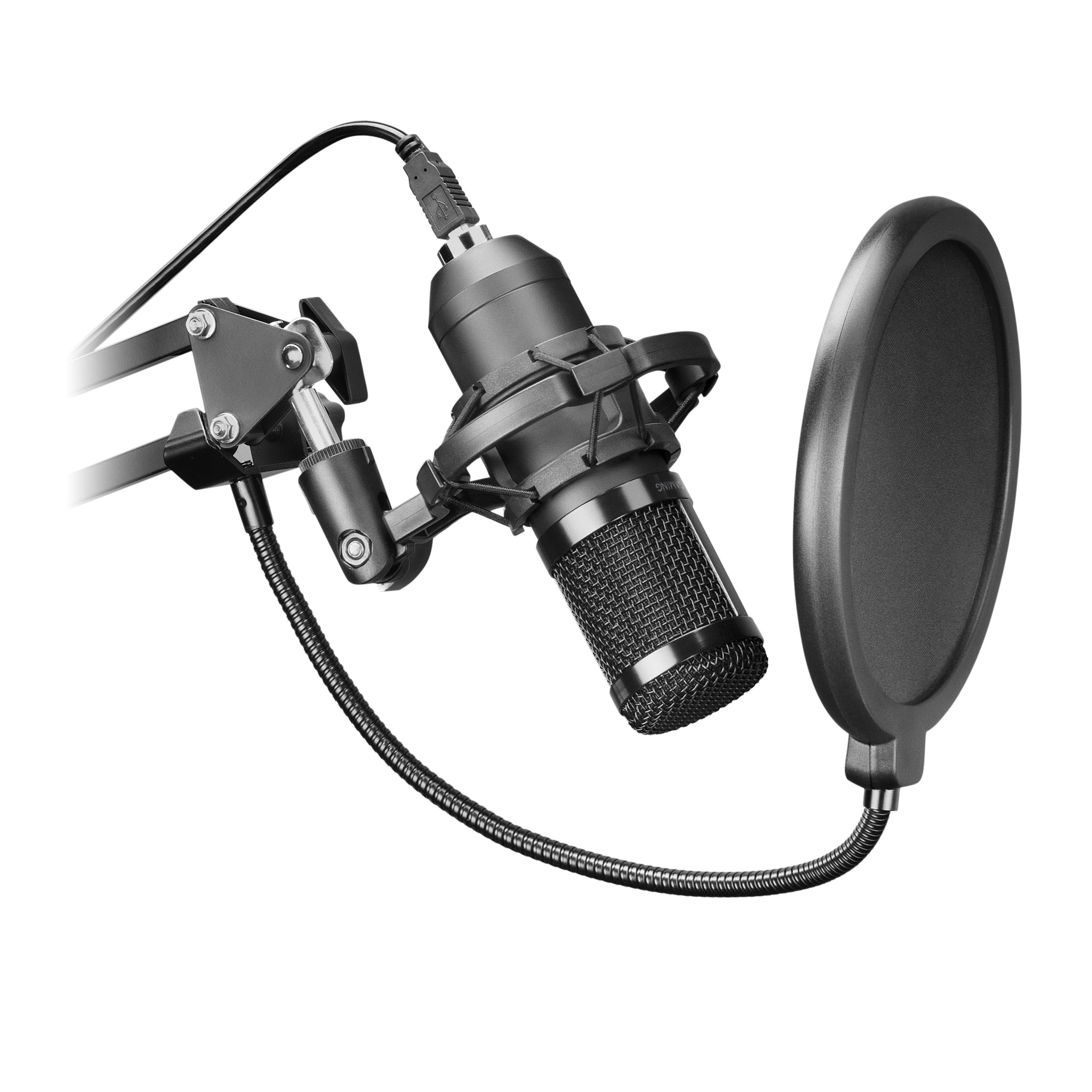 Microphone Mars Gaming MMicPro avec bras de montage (Noir)