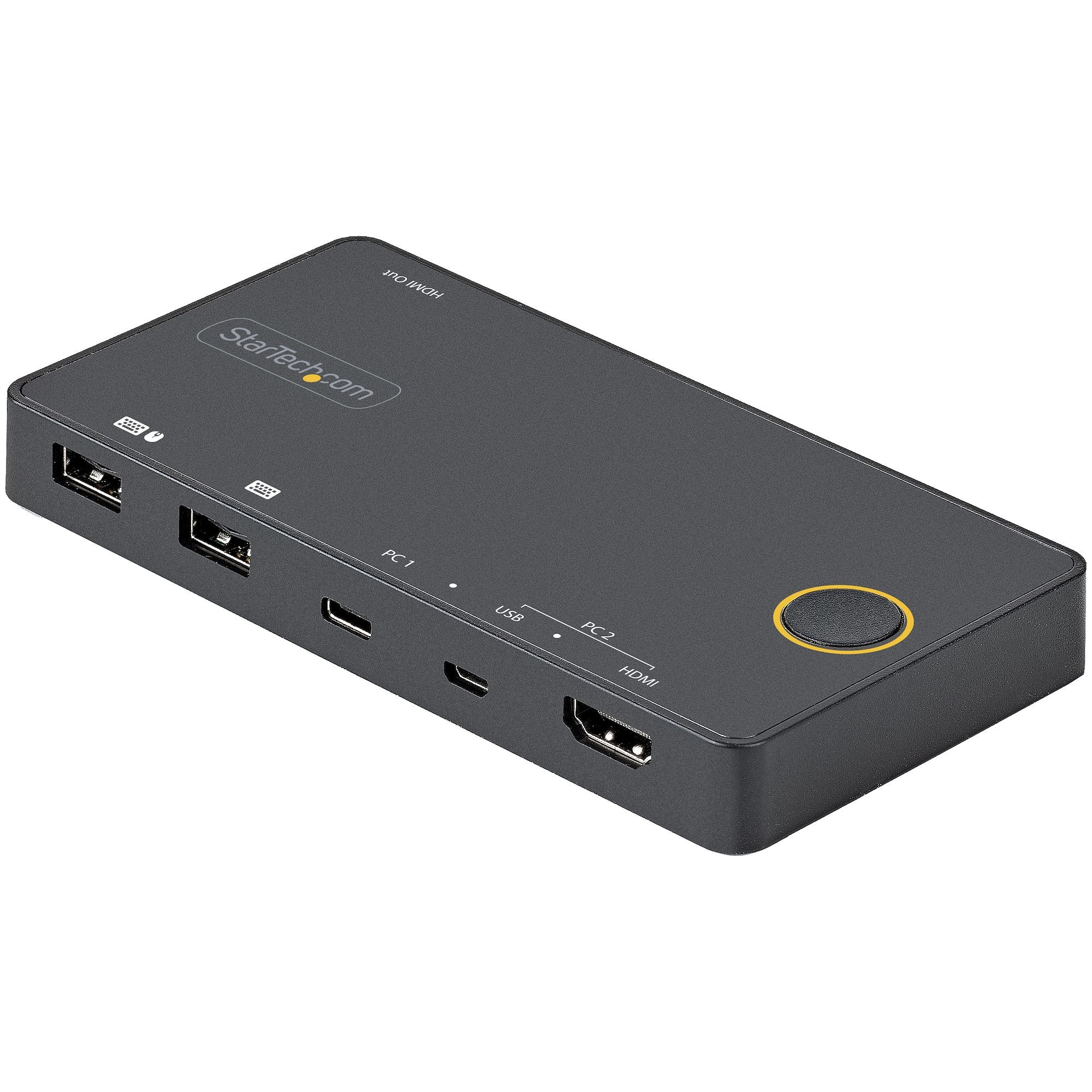 StarTech.com Switch KVM Hybride 2 Ports USB-A + HDMI & USB-C - Écran Unique HDMI 2.0 4K 60Hz - Commutateur KVM Compact Desktop/Laptop - Alimenté Bus USB - Compatible Thunderbolt 3 (SV221HUC4K) - Commutateur écran-clavier-souris/audio - 2 x KVM / audio - d