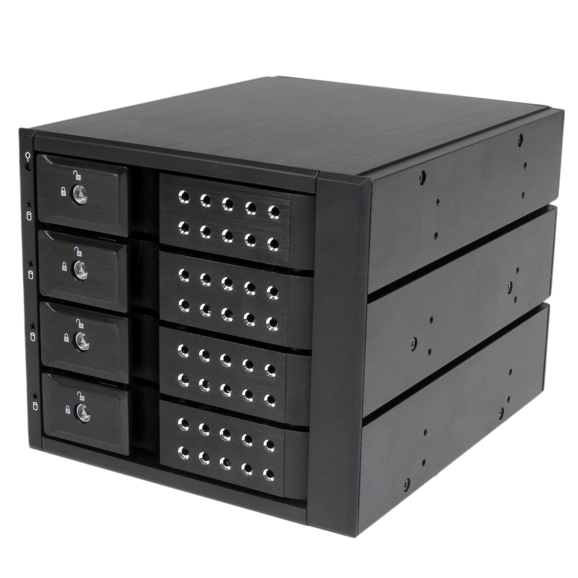 StarTech.com Rack amovible / Backplane sans tiroir pour 4x HDD SAS II / SATA III 6Gb/s de 3,5" avec échange à chaud - Aluminium - Rack de stockage mobile - 2.5" - noir