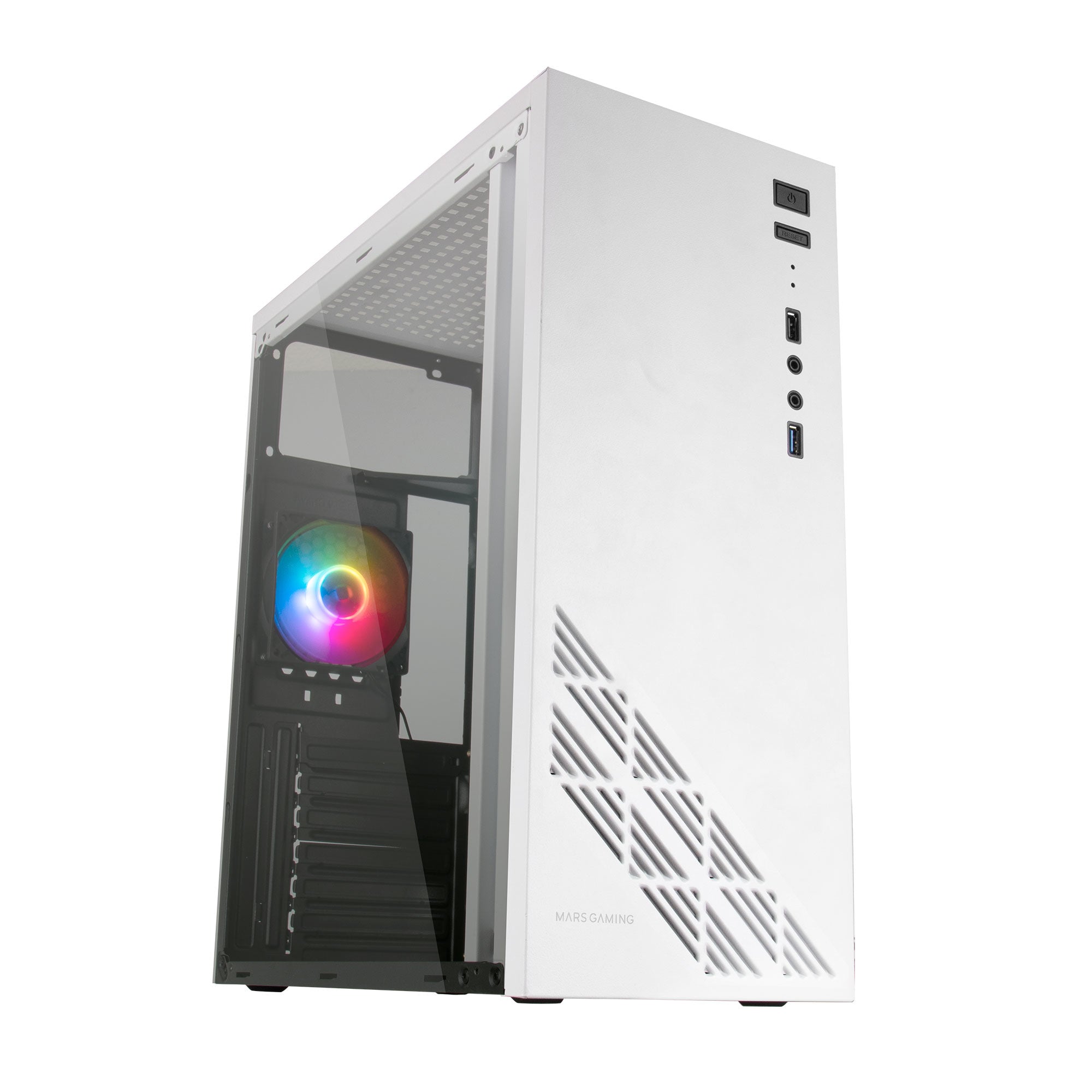 Boitier Moyen Tour ATX Mars Gaming MC100 RGB avec panneau vitré (Blanc)