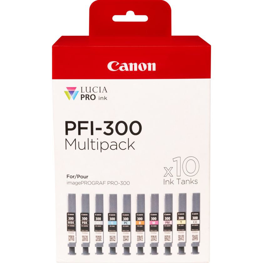 Canon PFI-MBK/PBK/CO/GY/R/C/M/Y/PC/PM 10 Ink Cartridge Multipack - Pack de 10 - 14.4 ml - noir mat, photo magenta, rouge, jaune, magenta, photo noire, photo cyan, gris, cyan, optimiseur de couleurs - original - réservoir d'encre - pour imagePROGRAF PRO-30