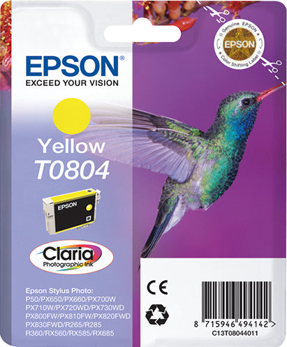 Epson T0804 - 7.4 ml - jaune - original - blister - cartouche d'encre - pour Stylus Photo P50, PX650, PX660, PX700, PX710, PX720, PX730, PX800, PX810, PX820, PX830