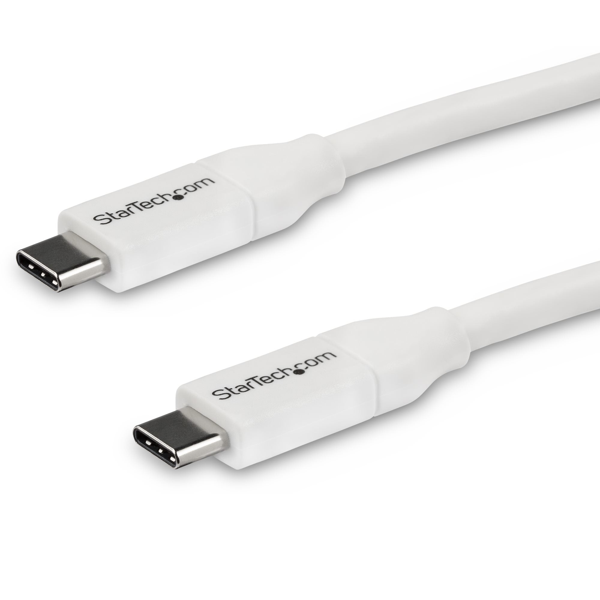 StarTech.com Câble USB-C vers USB-C avec Power Delivery 5A de 4 m - Cordon USB 2.0 Type-C certifié USB-IF - Blanc - Câble USB - 24 pin USB-C (M) pour 24 pin USB-C (M) - USB 2.0 - 5 A - 4 m - blanc