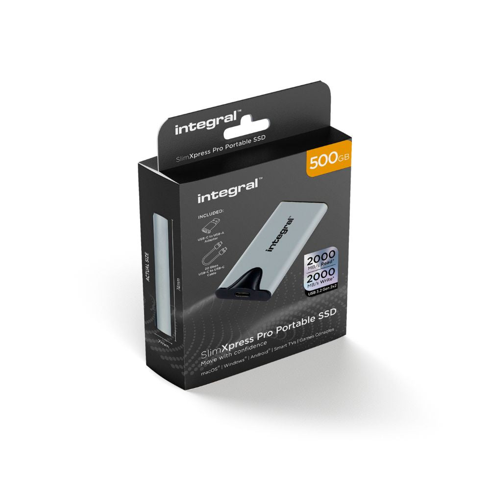 Integral SLIMXPRESS PRO - SSD - 500 Go - externe (portable) - USB 3.2 Gen 2x2 (USB-C connecteur) - noir
