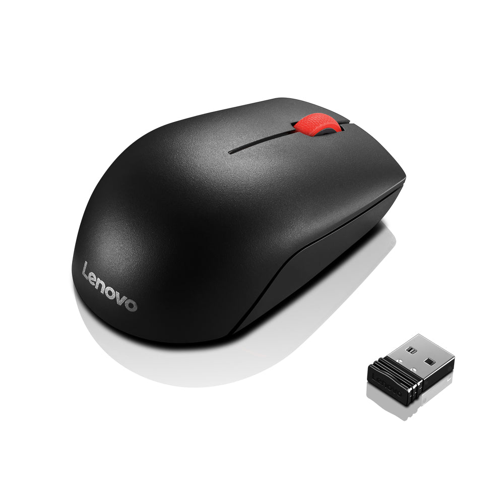 Lenovo Essential Compact - Souris - droitiers et gauchers - 3 boutons - sans fil - 2.4 GHz - récepteur sans fil USB - noir - OEM