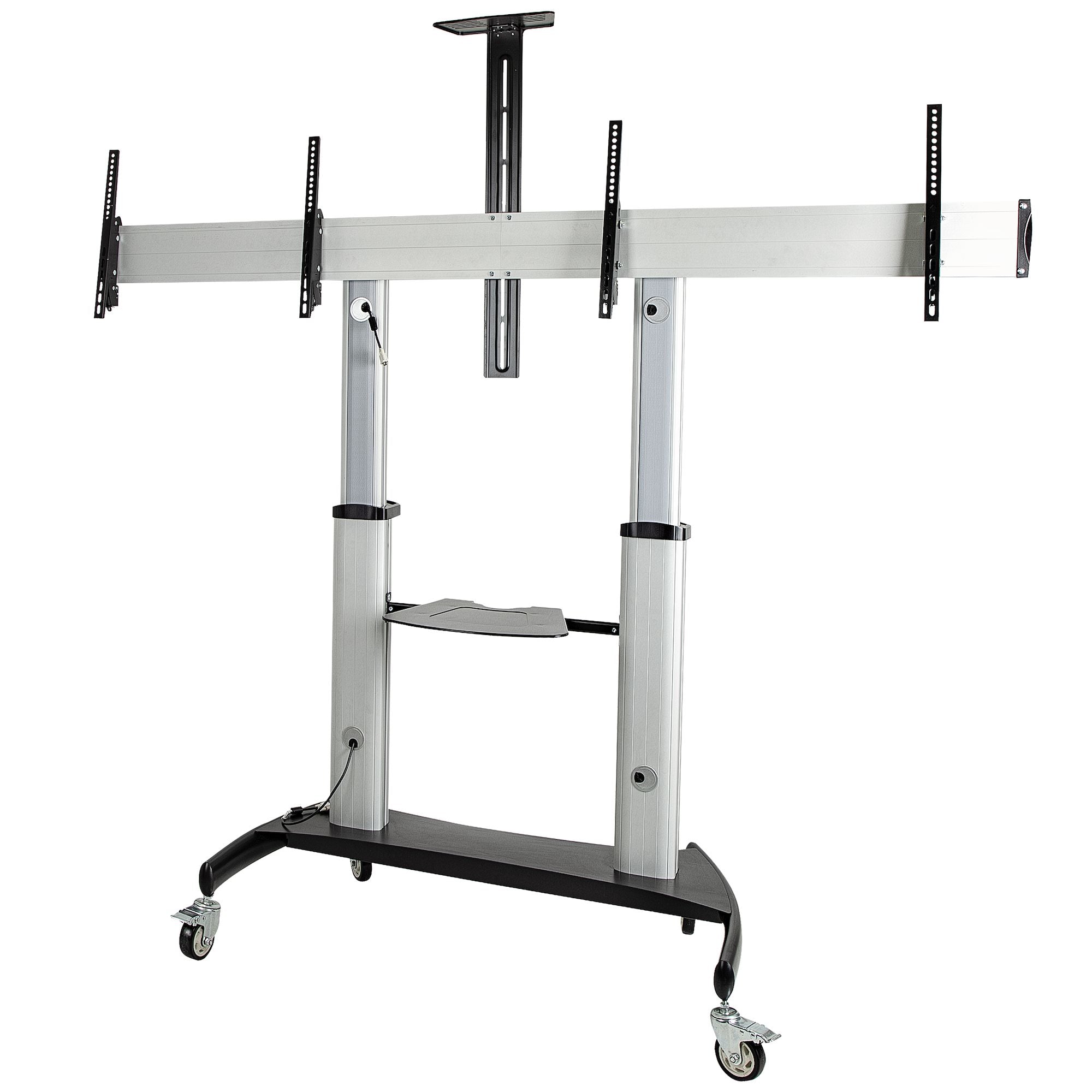 StarTech.com Support TV à Roulettes pour TV VESA 37-60" (Max 2x 50kg) - Chariot - pour 2 moniteurs / moniteurs incurvés - aluminium, acier - Taille d'écran : 37"-60"