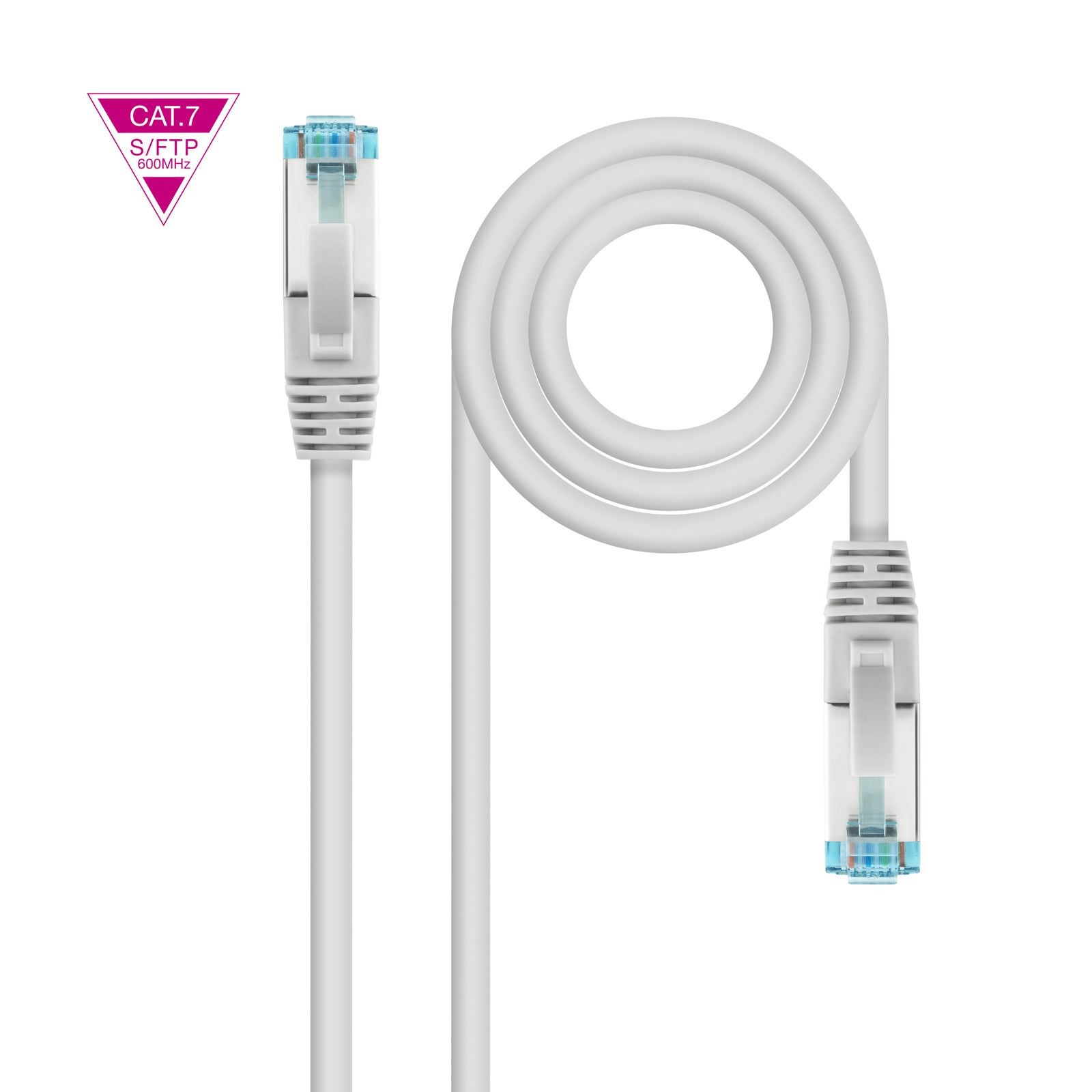 Câble/Cordon réseau RJ45 Nanocable Catégorie 7 S-FTP (S/FTP) Droit 2m (Gris)