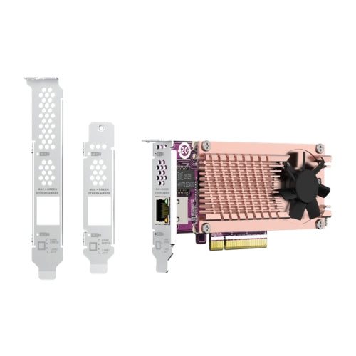 QNAP QM2-2P10G1TB - Contrôleur de stockage - M.2 - PCIe 3.0 x4 (NVMe) - profil bas - PCIe 3.0 x8 - pour QNAP TDS-H2489, TNS-H1083X-E2234, H1083X-E2236-16, TS-473, H1677, H2477, TVS-672, h1288