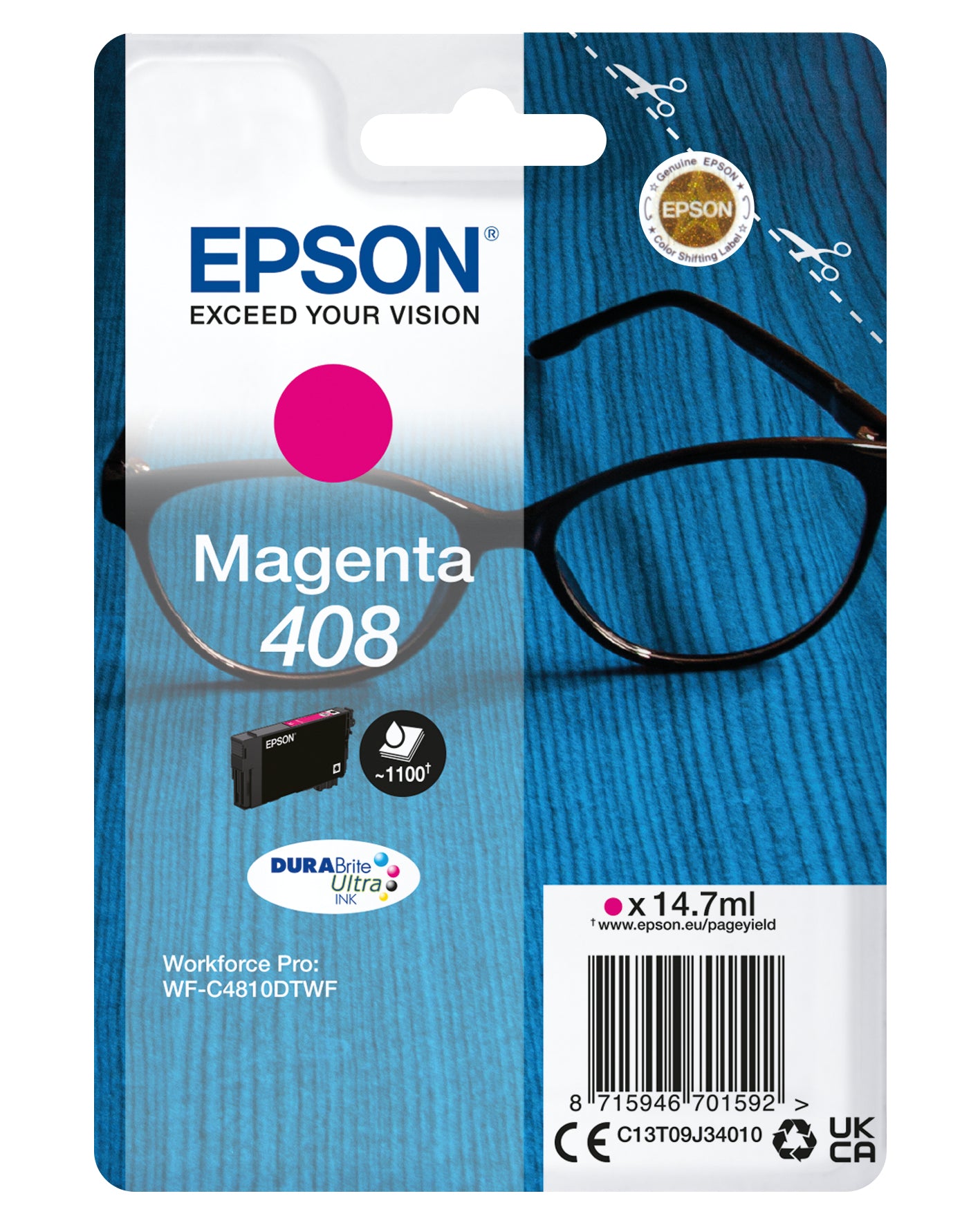 Epson 408 - 14.7 ml - haute capacité - magenta - original - blister - cartouche d'encre - pour WorkForce Pro WF-C4810DTWF