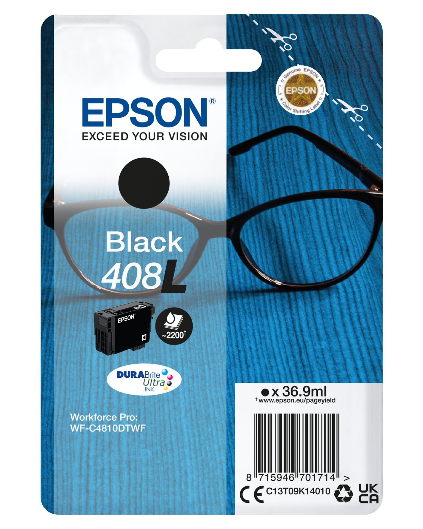 Epson 408L - 36.9 ml - Capacité très élevée - noir - original - blister - cartouche d'encre - pour WorkForce Pro WF-C4810DTWF