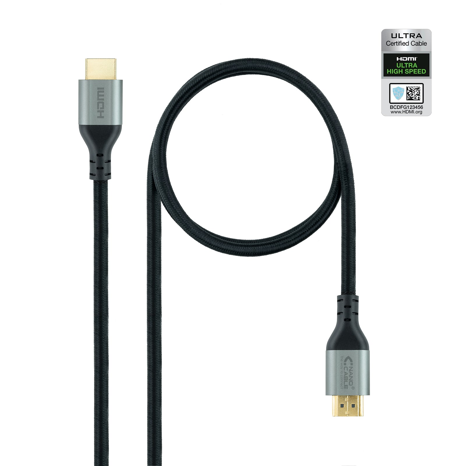 Câble Nanocable HDMI 2.1 M/M 1m (Noir/Gris)