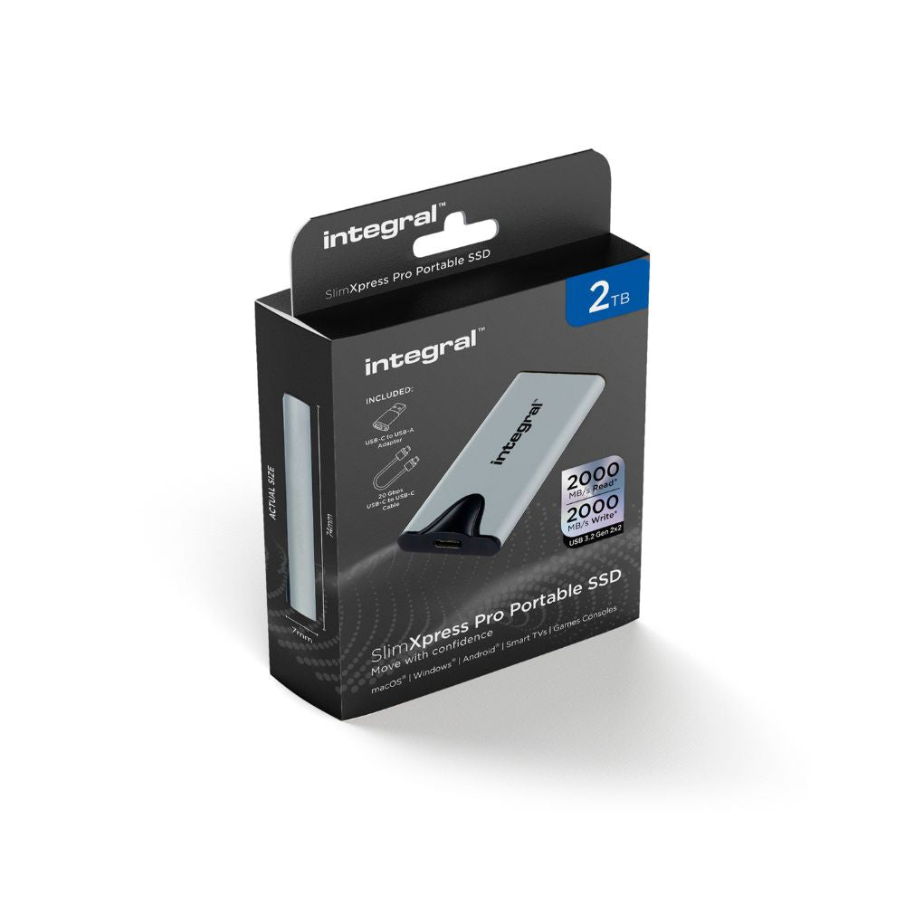 Integral SLIMXPRESS PRO - SSD - 2 To - externe (portable) - USB 3.2 Gen 2x2 (USB-C connecteur) - noir
