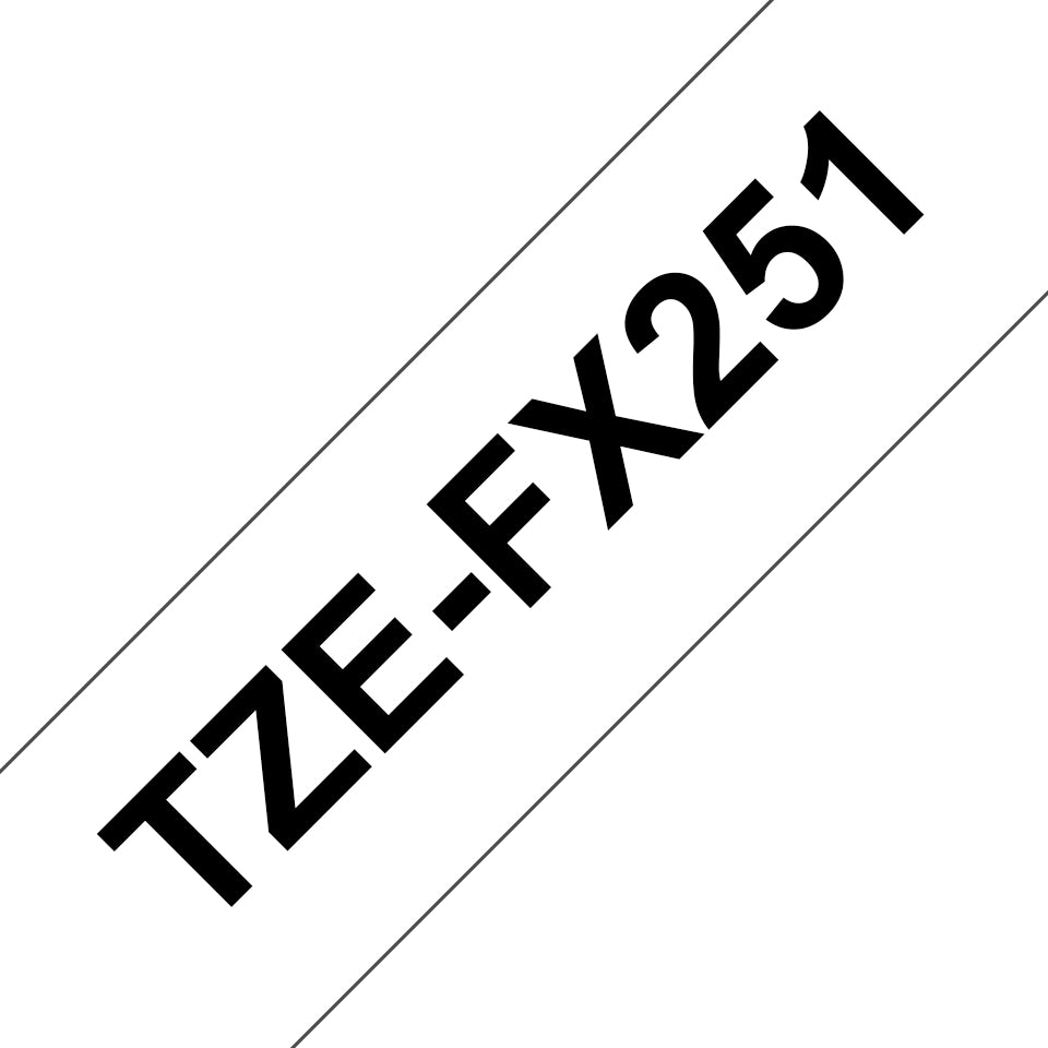 Brother TZe-FX251 - Adhésif - noir sur blanc - Rouleau (2,4 cm x 8 m) 1 cassette(s) ruban ID flexible - pour Brother PT-D600, P-Touch PT-3600, D610, D800, E550, P750, P900, P950, P-Touch EDGE PT-P750