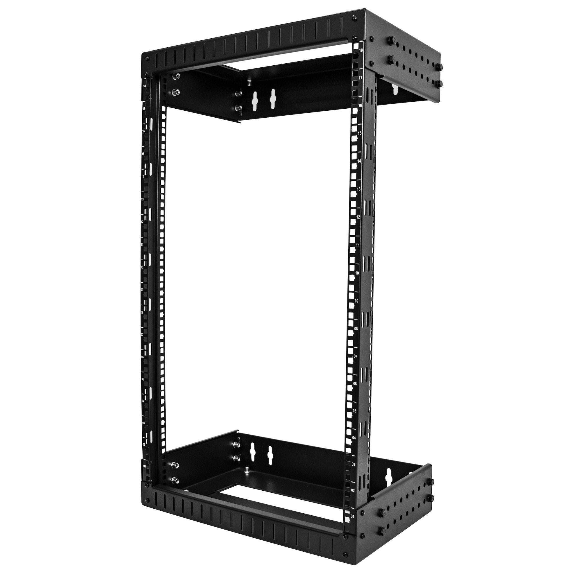 StarTech.com Baie de Brassage Murale 19 pouces 18U - Rack Mural Profondeur Réglable 12-20" - Rack Réseau Ouvert Équipement AV/Data/IT & Switch Réseau- Baie Informatique 18U (RACK-18U-20-WALL-OA) - Rack cadre ouvert - 2 montants - montable sur mur - noir -