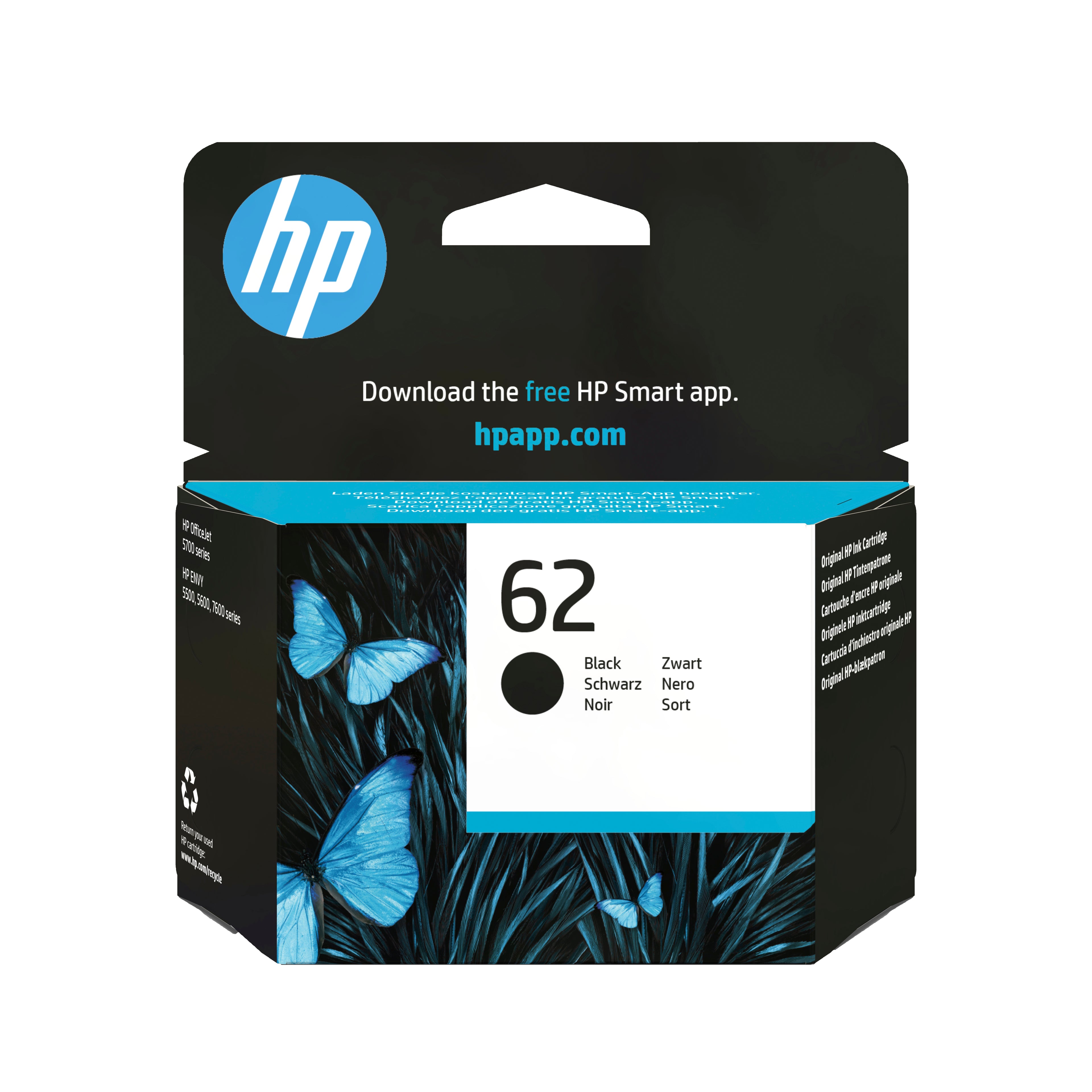 HP 62 - Noir - original - cartouche d'encre - pour ENVY 55XX, 56XX, 76XX, Officejet 200, 250, 57XX, 8040