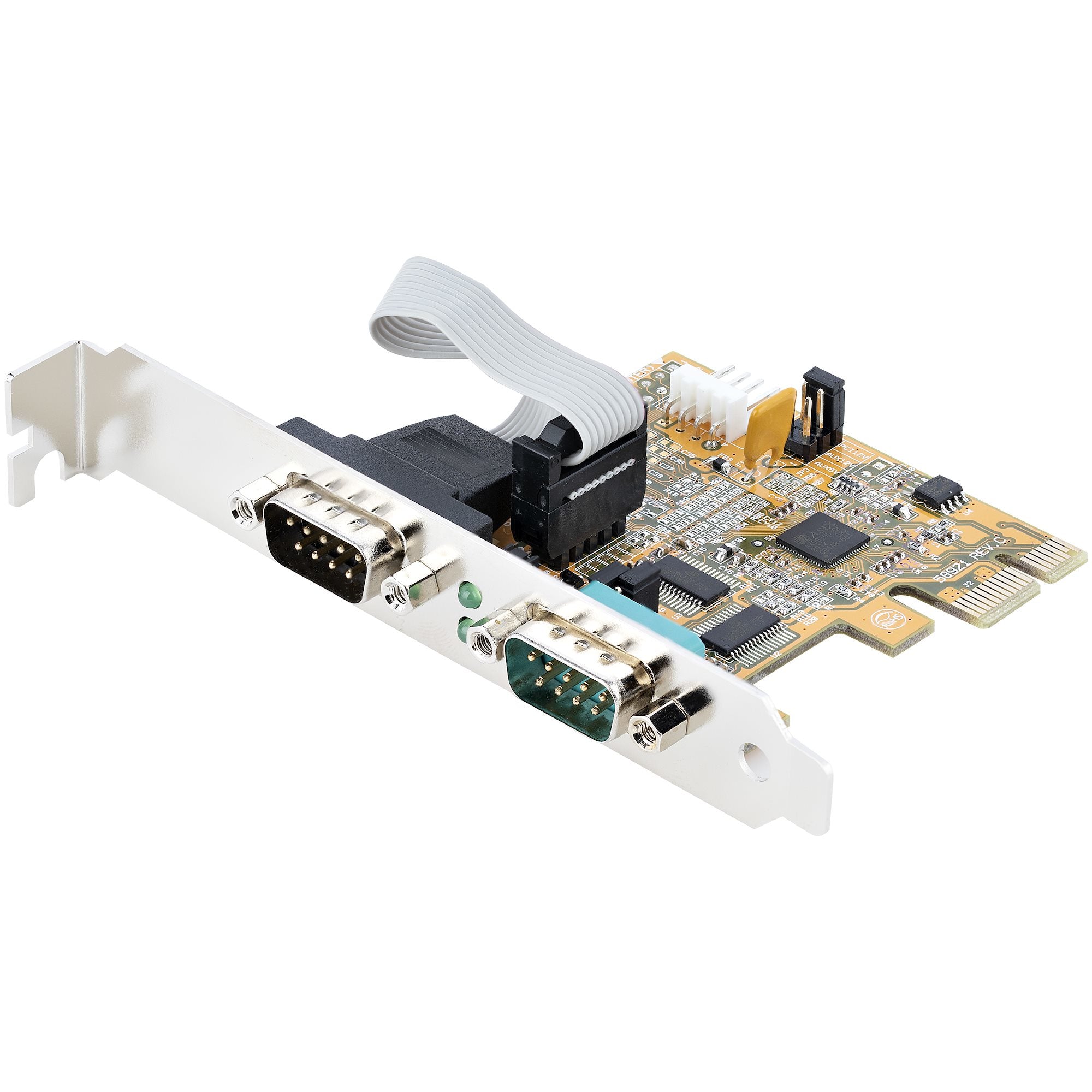 StarTech.com Carte Série PCI Express à 2 ports - Carte PCIe à RS232/DB9 - Adaptateur série - PCIe 2.0 profil bas - RS-232 x 2 - jaune