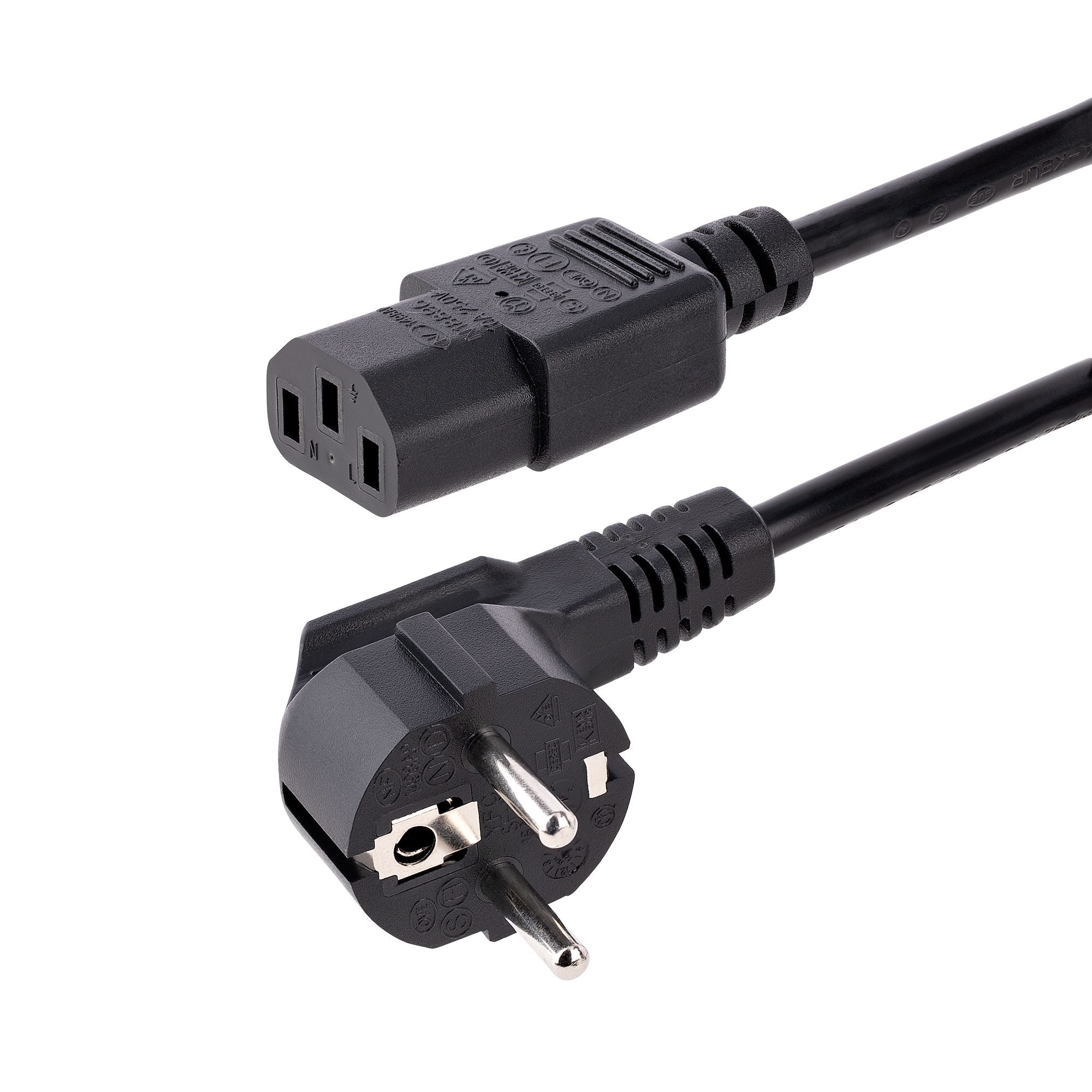 StarTech.com Cordon d'Alimentation PC 3m - 18AWG - Câble Schuko UE à C13 - Câble d'alimentation - power CEE 7/7 (P) incliné pour power IEC 60320 C13 - CA 250 V - 10 A - 3 m - moulé - noir