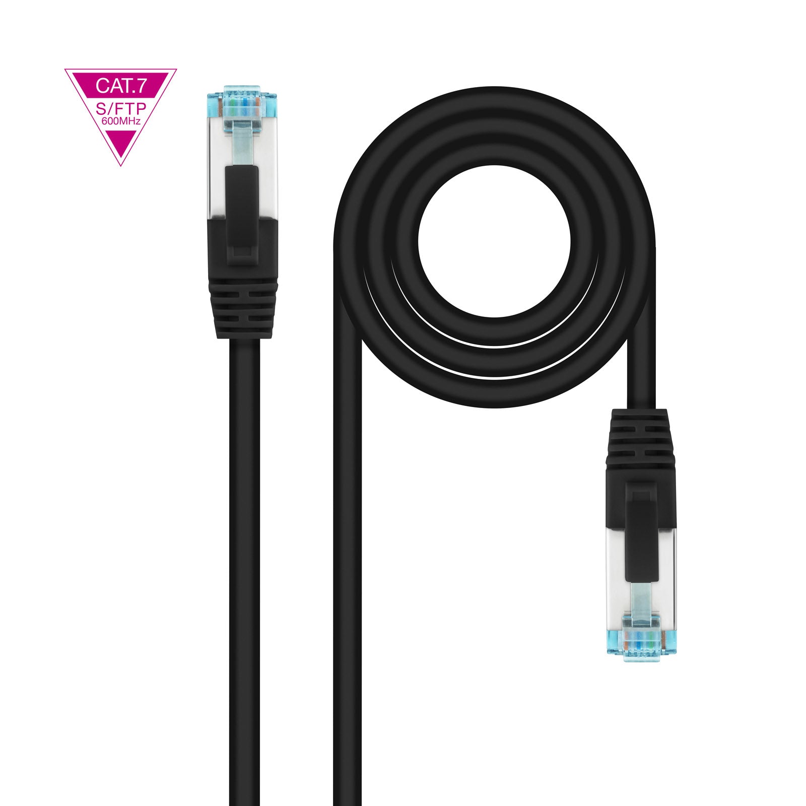 Câble/Cordon réseau RJ45 Nanocable Catégorie 7 S-FTP (S/FTP) Droit 50cm (Noir)