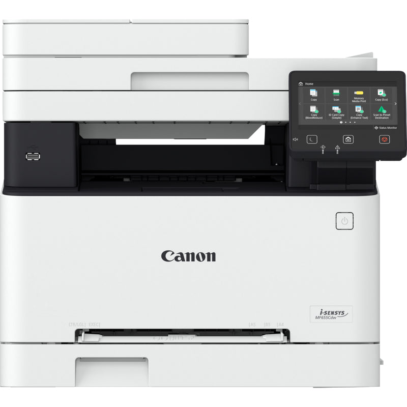 Canon i-SENSYS MF655Cdw - Imprimante multifonctions - couleur - laser - A4 (210 x 297 mm), Legal (216 x 356 mm) (original) - A4/Legal (support) - jusqu'à 21 ppm (copie) - jusqu'à 21 ppm (impression) - 250 feuilles - USB 2.0, Gigabit LAN, Wi-Fi(n), hôte US