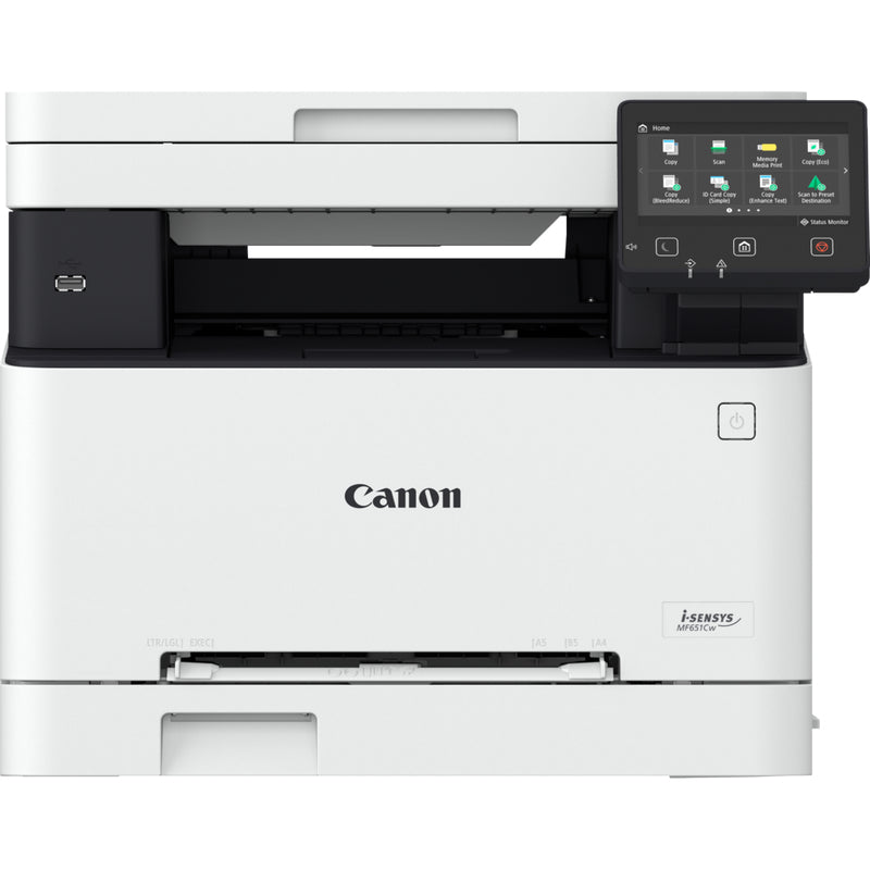 Canon i-SENSYS MF651Cw - Imprimante multifonctions - couleur - laser - A4 (210 x 297 mm), Legal (216 x 356 mm) (original) - A4/Legal (support) - jusqu'à 18 ppm (copie) - jusqu'à 18 ppm (impression) - 250 feuilles - USB 2.0, Gigabit LAN, Wi-Fi(n), hôte USB