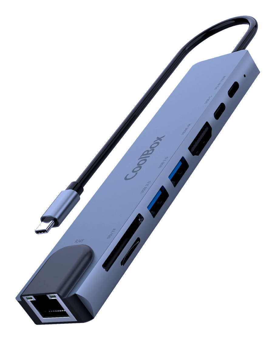 Hub USB CoolBox COO-DOCK-C-81 Gris 100 W