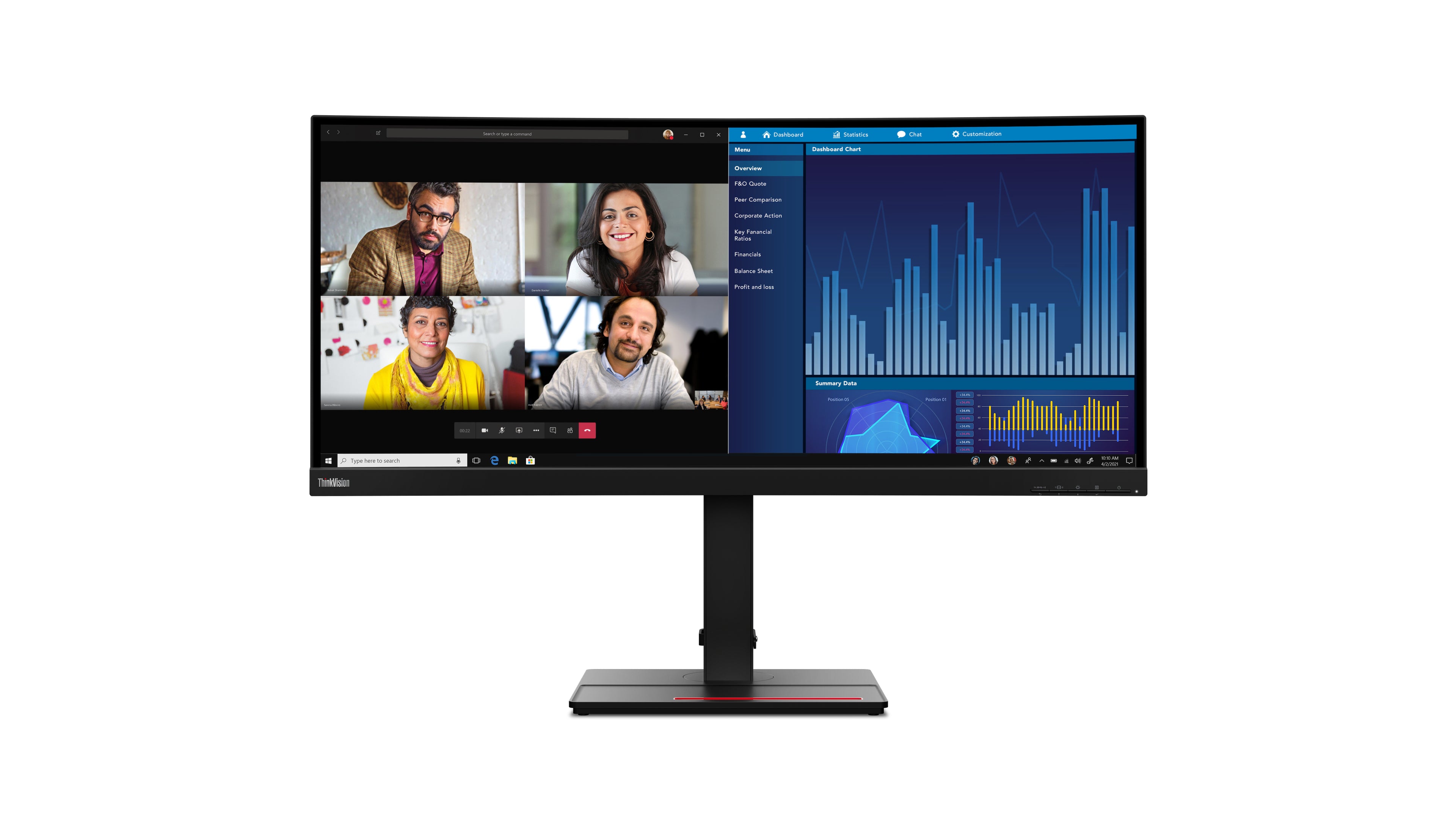 Lenovo ThinkVision P34w-20 - Écran LED - incurvé - 34.14" - 3440 x 1440 UWQHD - IPS - 300 cd/m² - 1000:1 - 4 ms - 2xHDMI, 2xDisplayPort, USB-C - haut-parleurs - noir corbeau