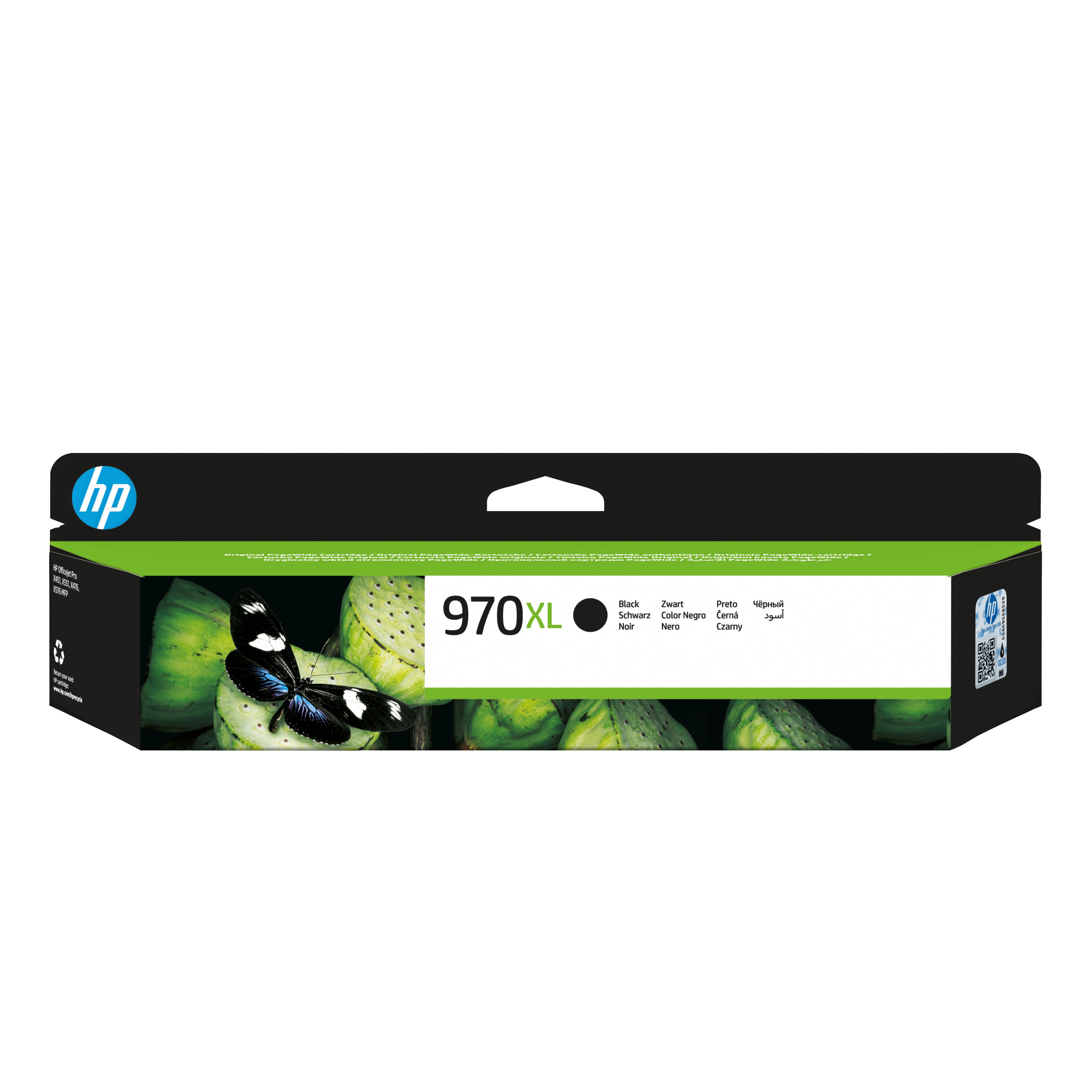 HP 970XL - À rendement élevé - noir - original - cartouche d'encre - pour Officejet Pro X451dn, X451dw, X476dn MFP, X476dw MFP, X551dw, X576dw MFP