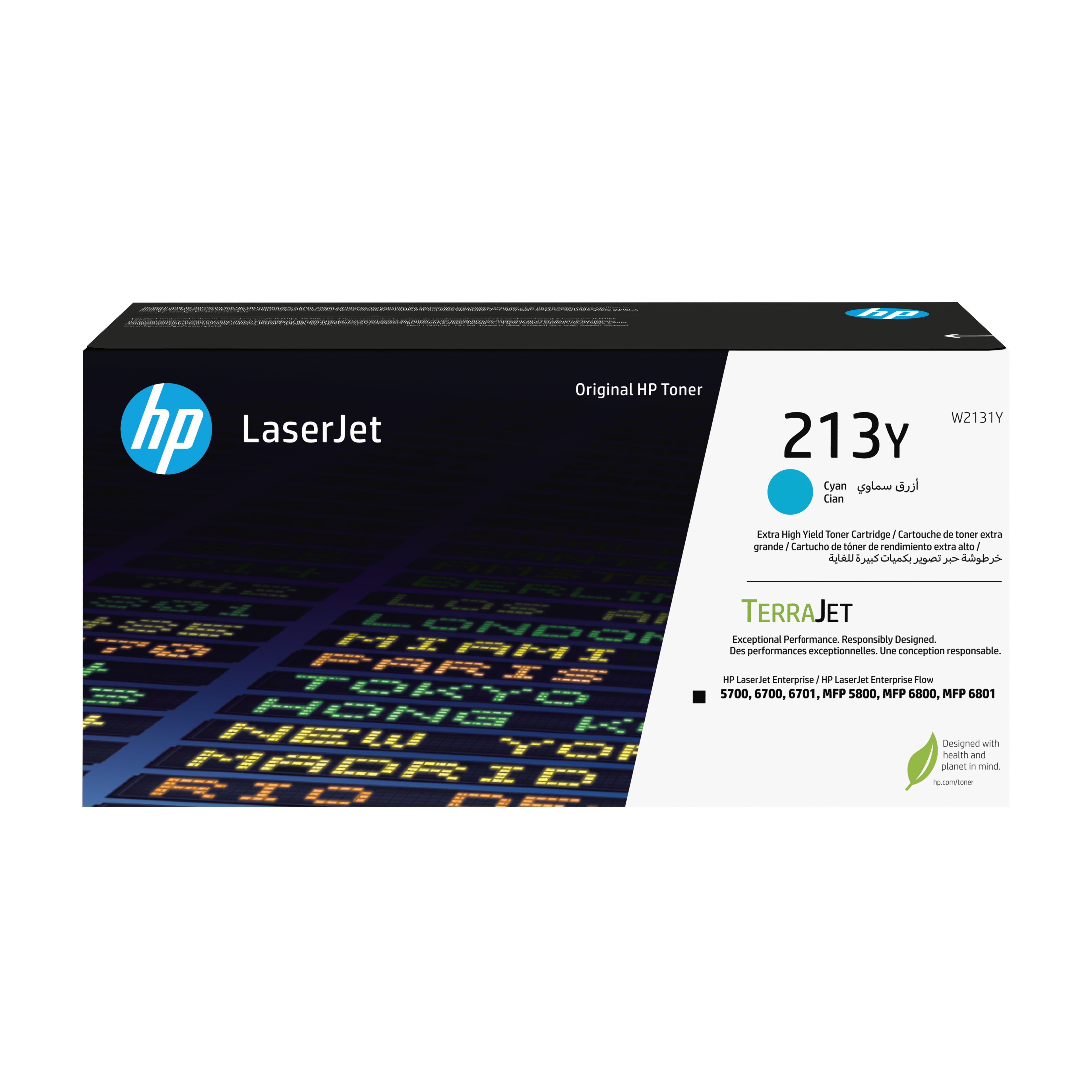 HP 213Y - À rendement extrêmement élevé - cyan - original - LaserJet - cartouche de toner (W2131Y) - pour Color LaserJet Enterprise 5700dn, 6700dn, MFP 6800dn; DesignJet D5800